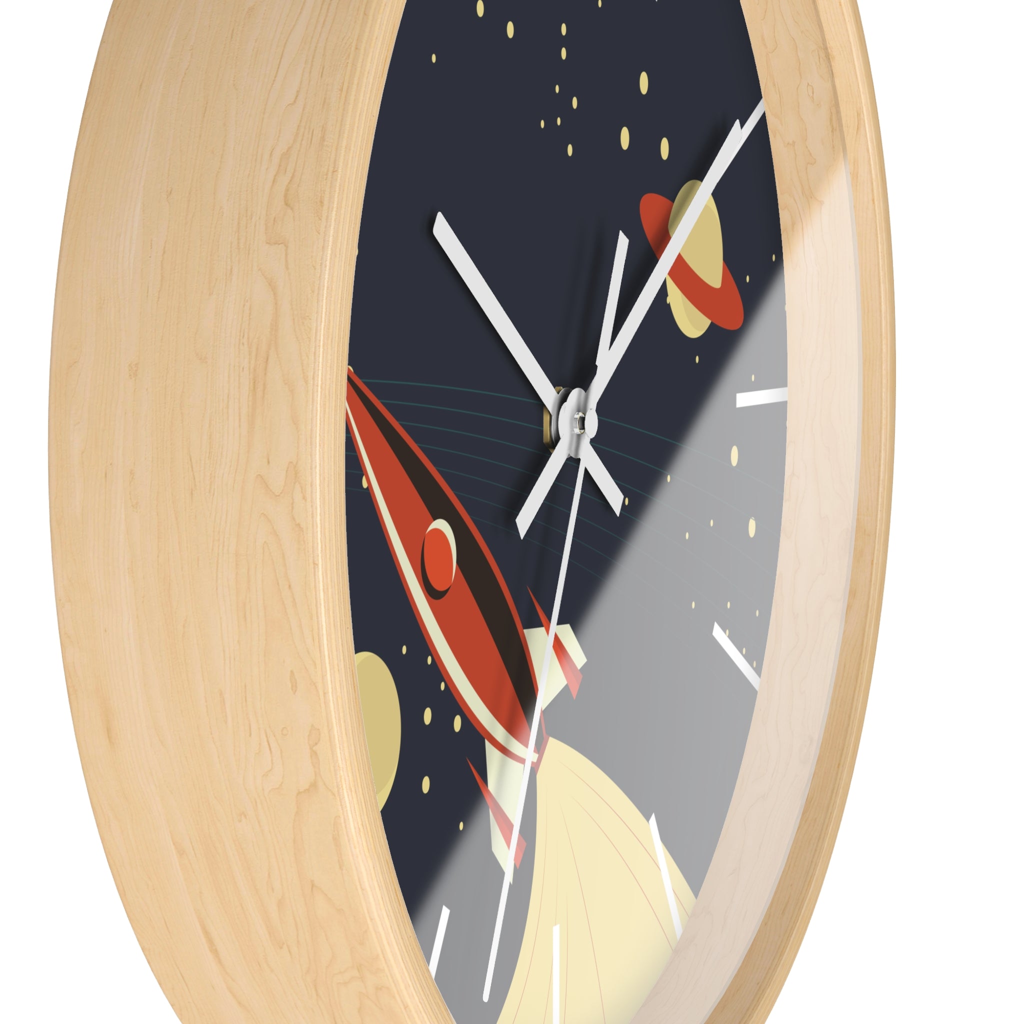 Retro Rocket Wall Clock- Mid Century Modern Space Clock, Atomic Age Rocket Ship Décor