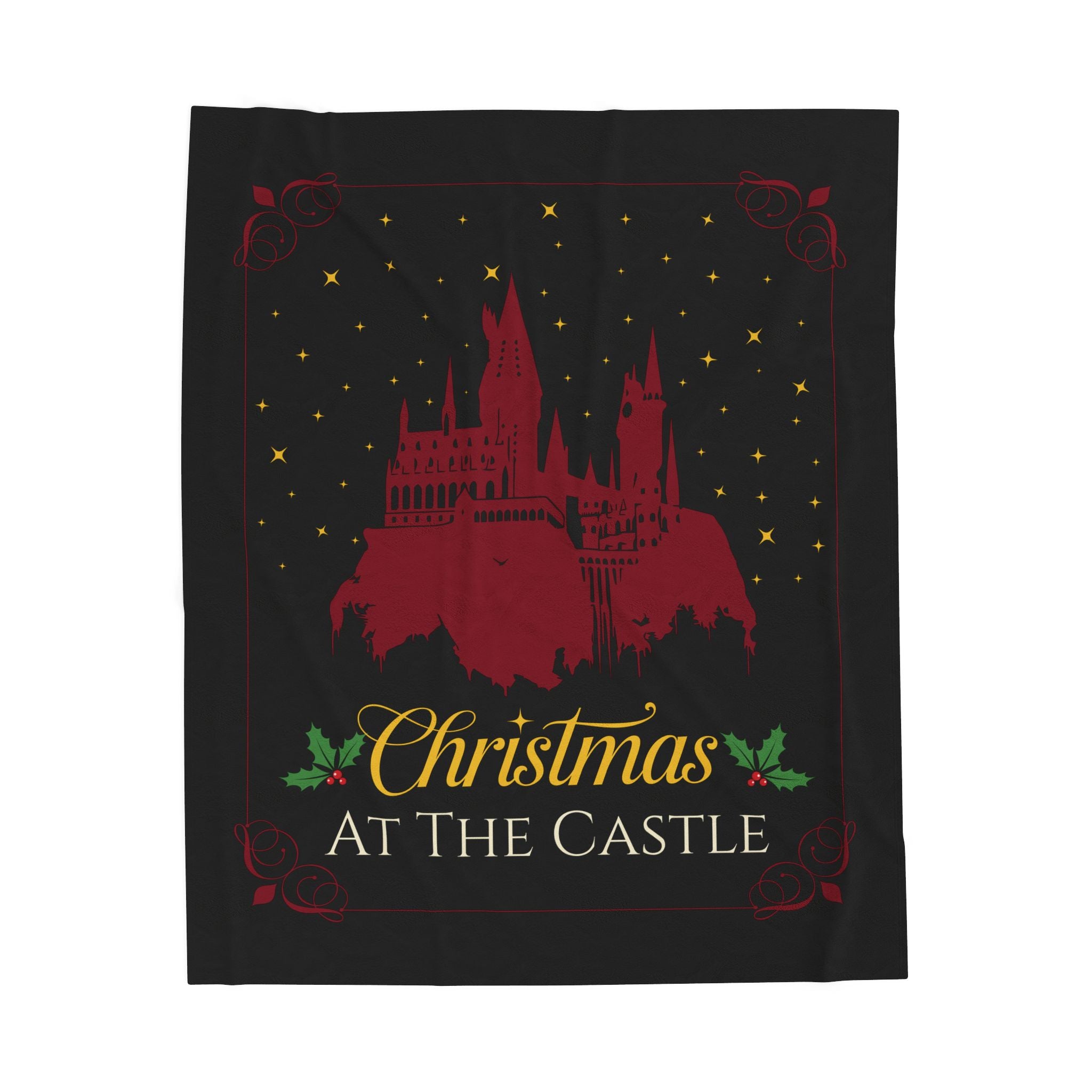 Christmas at the Castle Velveteen Plush Blanket | Holiday Castle Night Scene