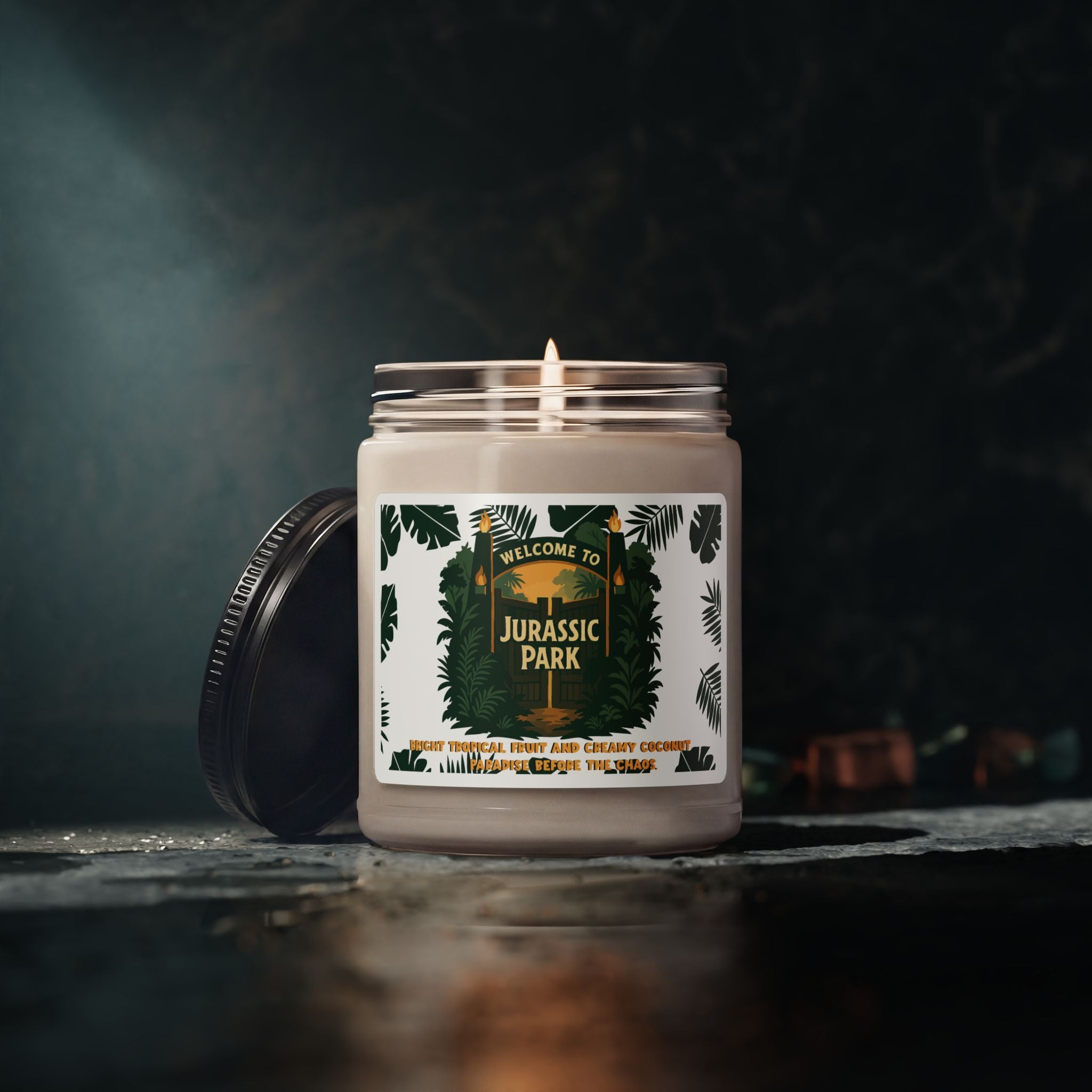 Welcome to Jurassic Park Candle- Tropical Fruit + Coconut Soy Candle