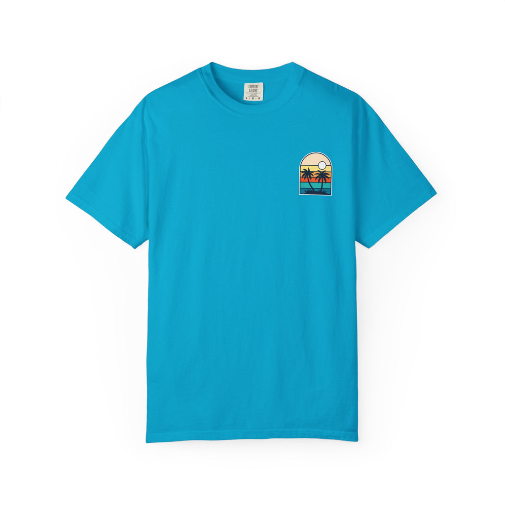 The Vibes Are Vibin Tee- Retro Palm Sunset, Beach Vibes Tee