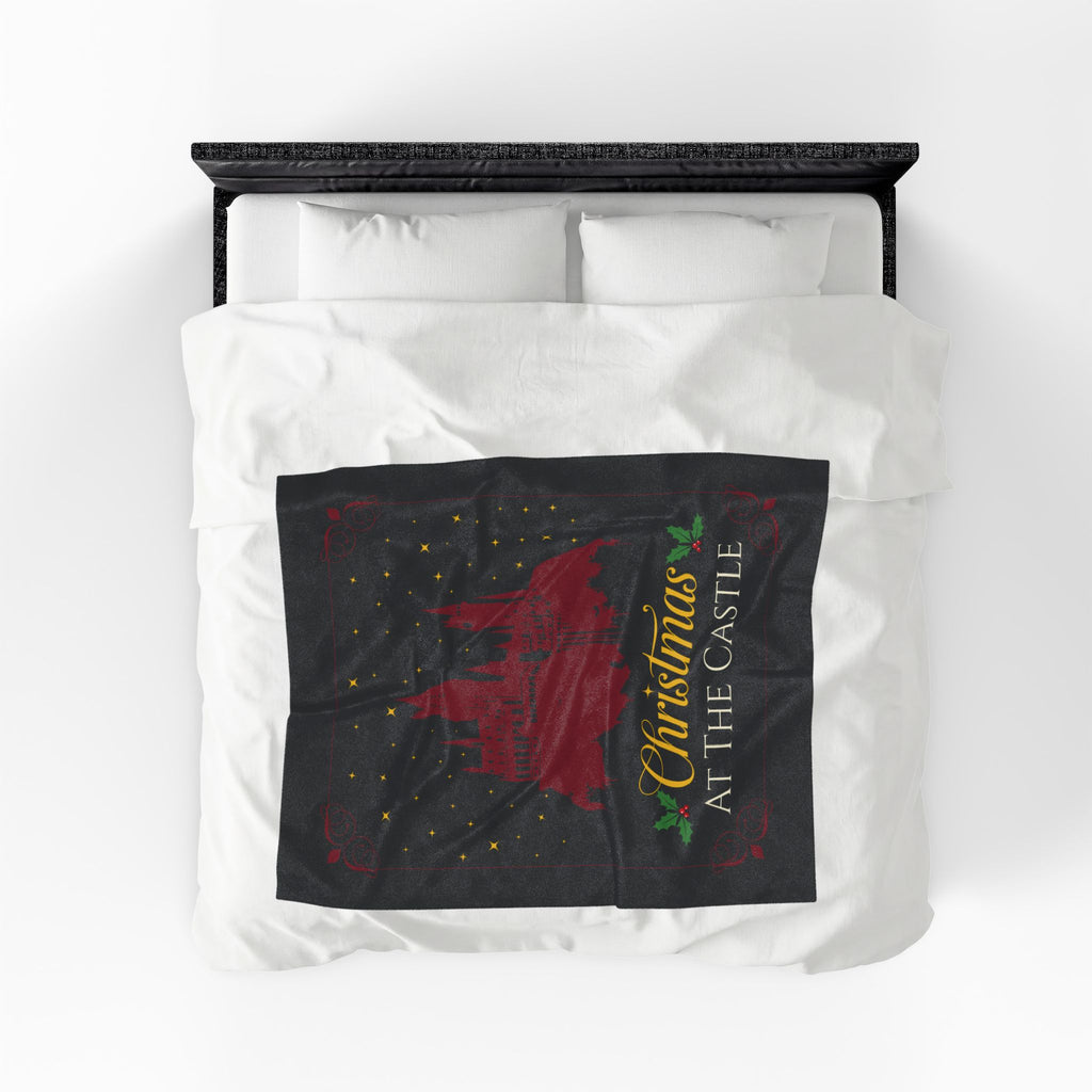 Christmas at the Castle Velveteen Plush Blanket | Holiday Castle Night Scene
