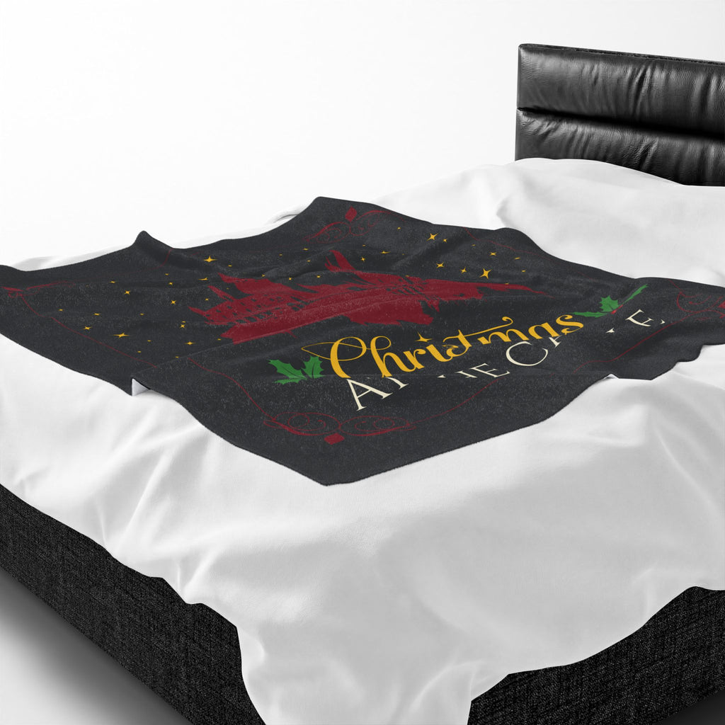 Christmas at the Castle Velveteen Plush Blanket | Holiday Castle Night Scene
