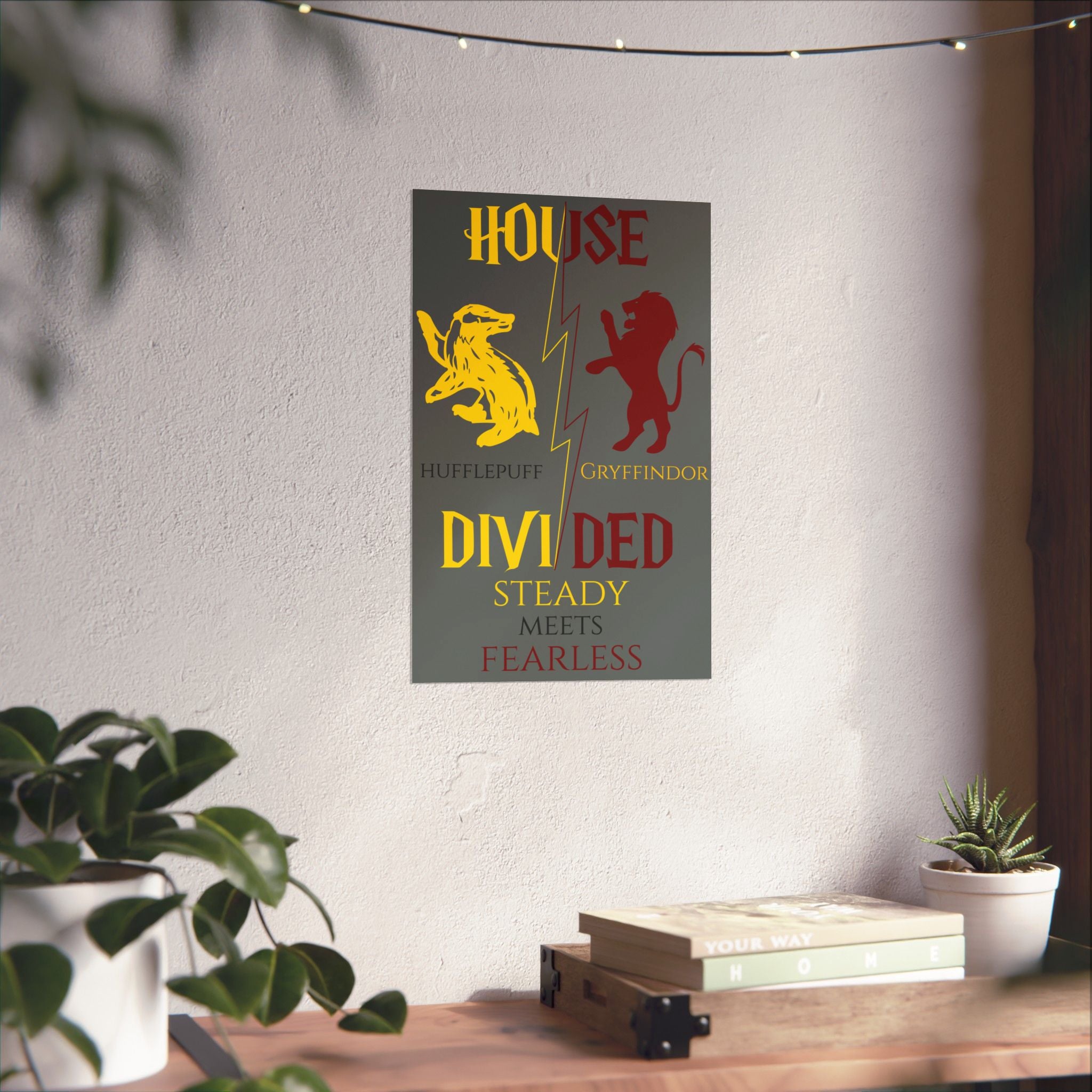 House Divided Poster – Gryffindor x Hufflepuff | Magical House Wall Art