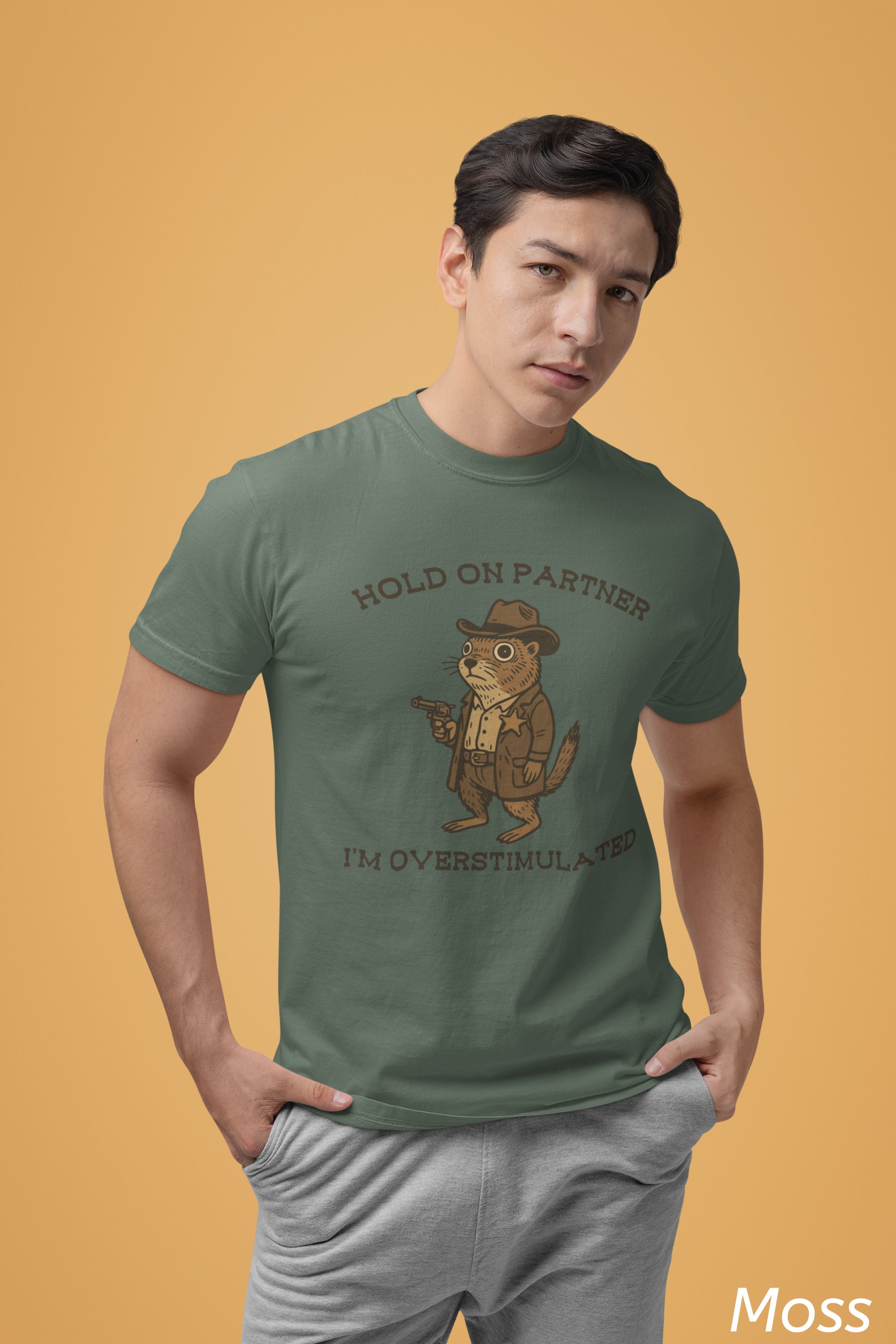 Hold On Partner, I’m Overstimulated Shirt – Funny Western Prairie Dog Tee