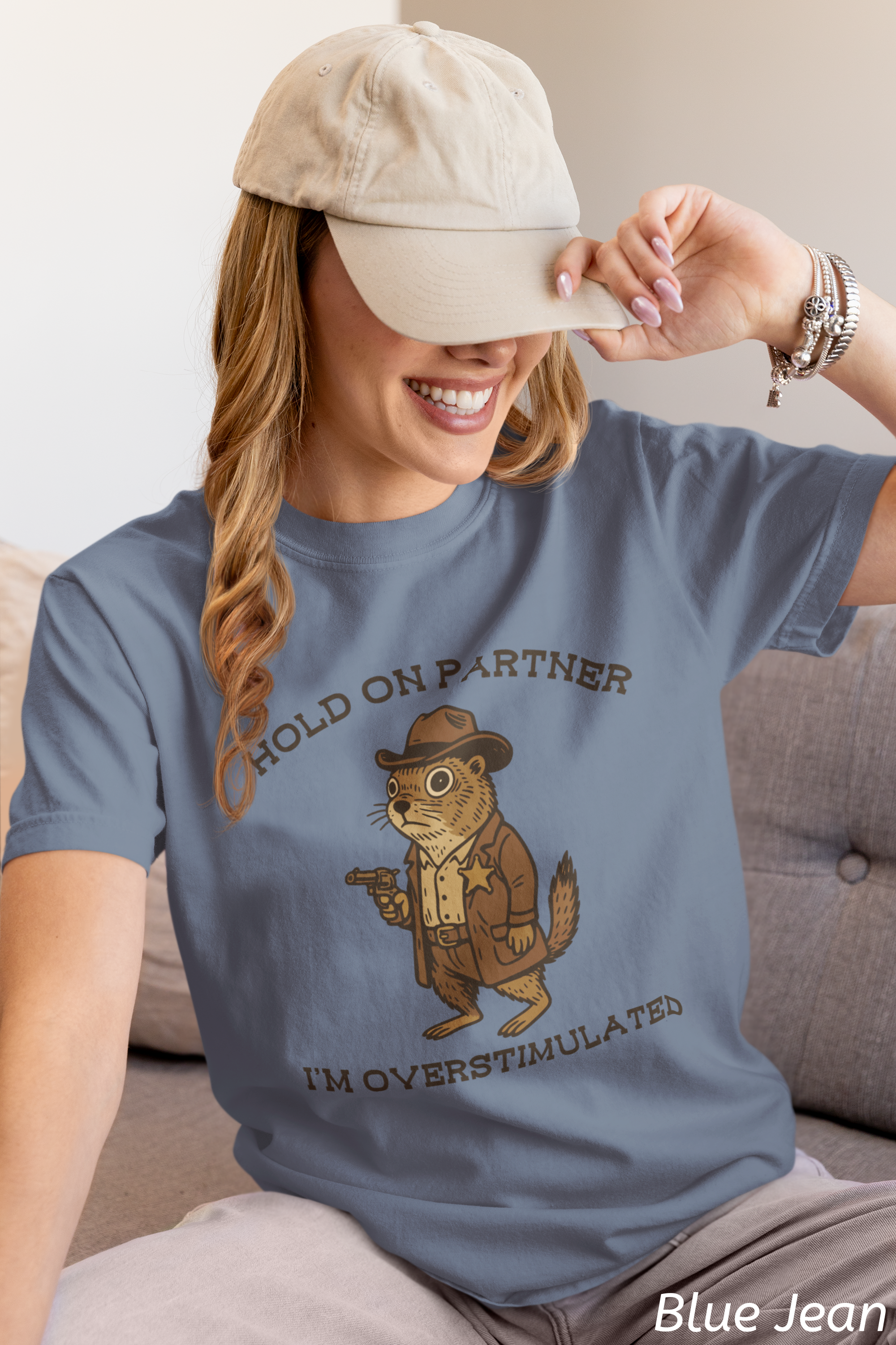 Hold On Partner, I’m Overstimulated Shirt – Funny Western Prairie Dog Tee