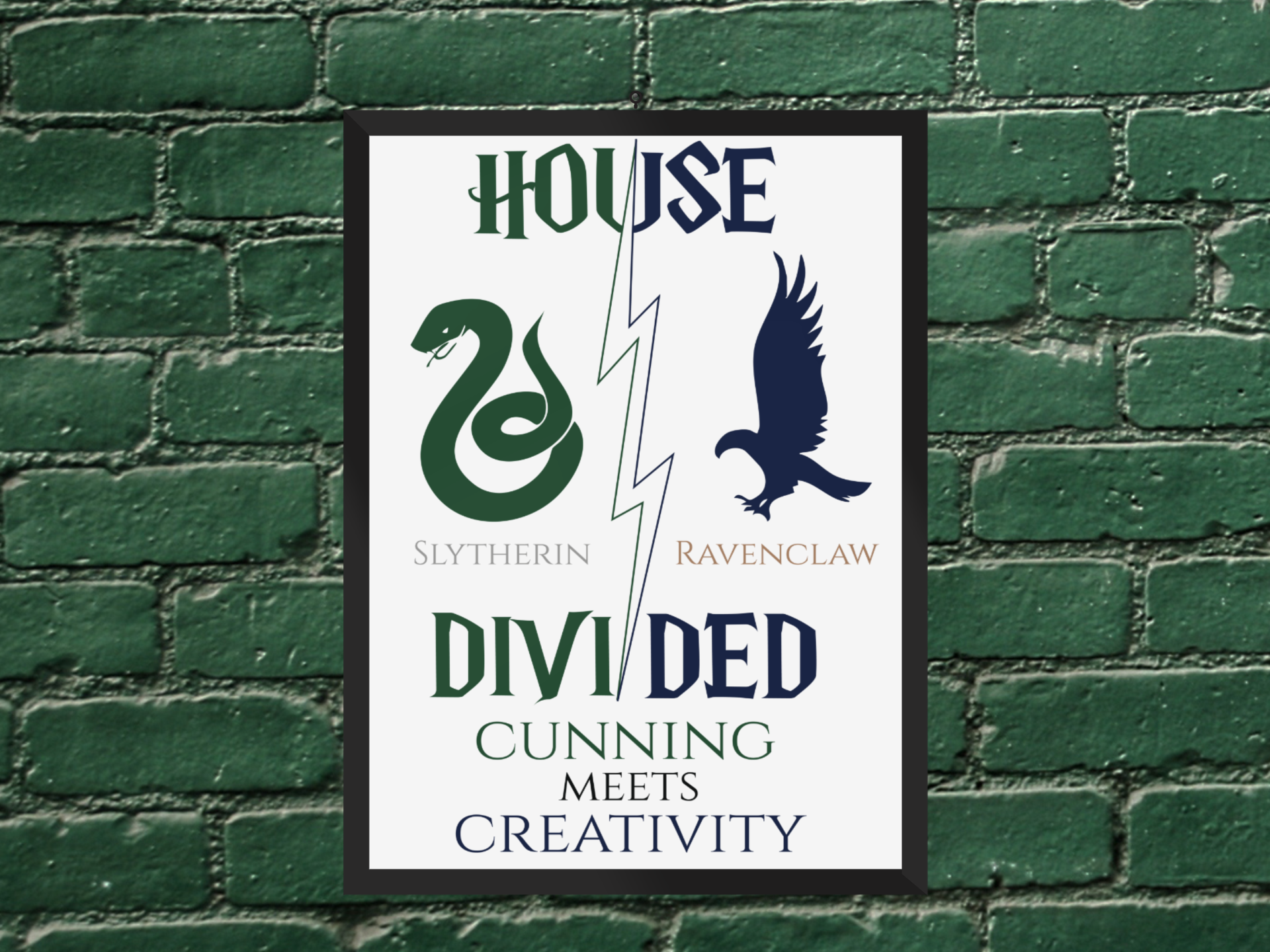 House Divided Poster – Slytherin x Ravenclaw | Magical House Wall Art