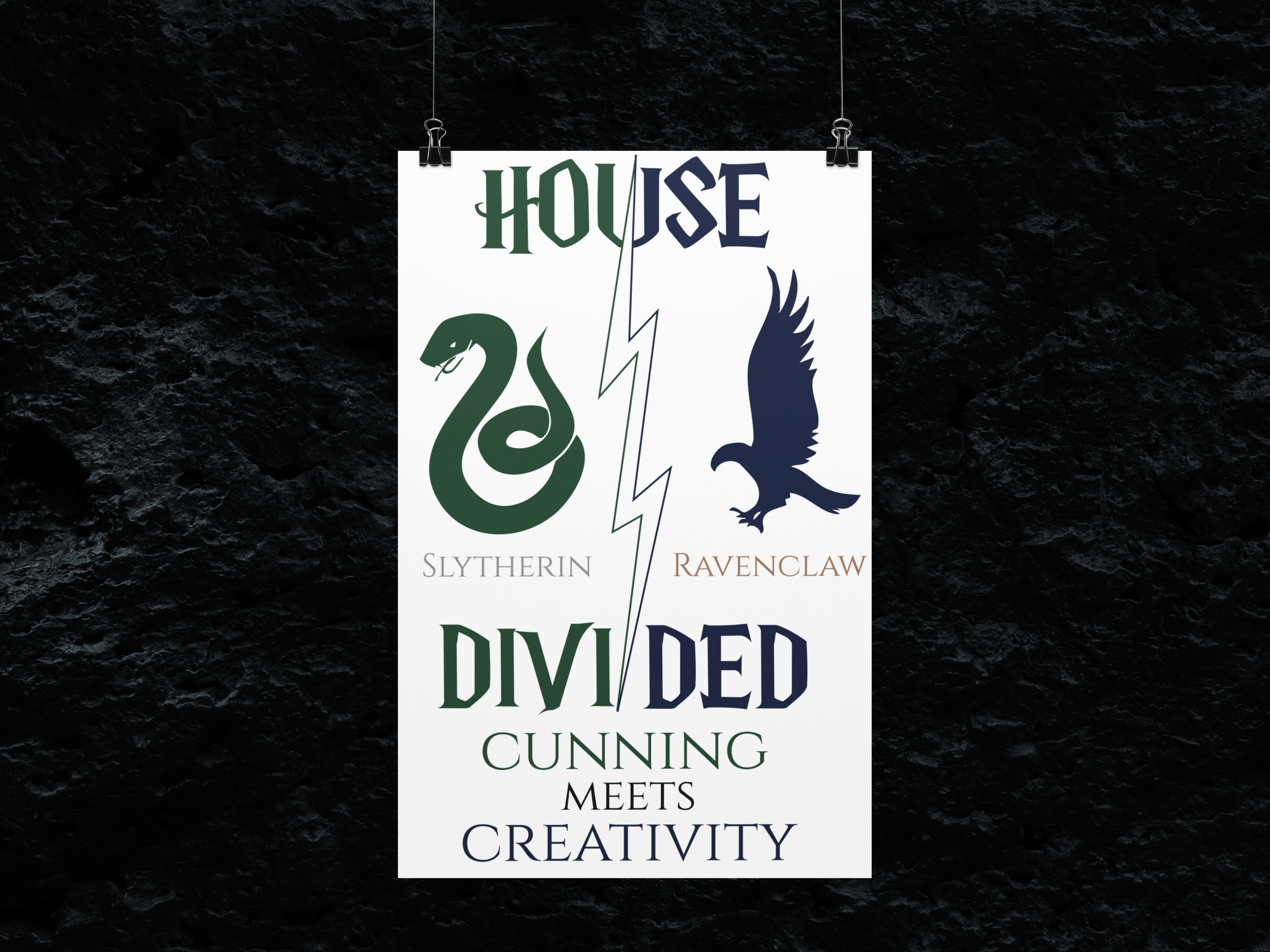 House Divided Poster – Slytherin x Ravenclaw | Magical House Wall Art
