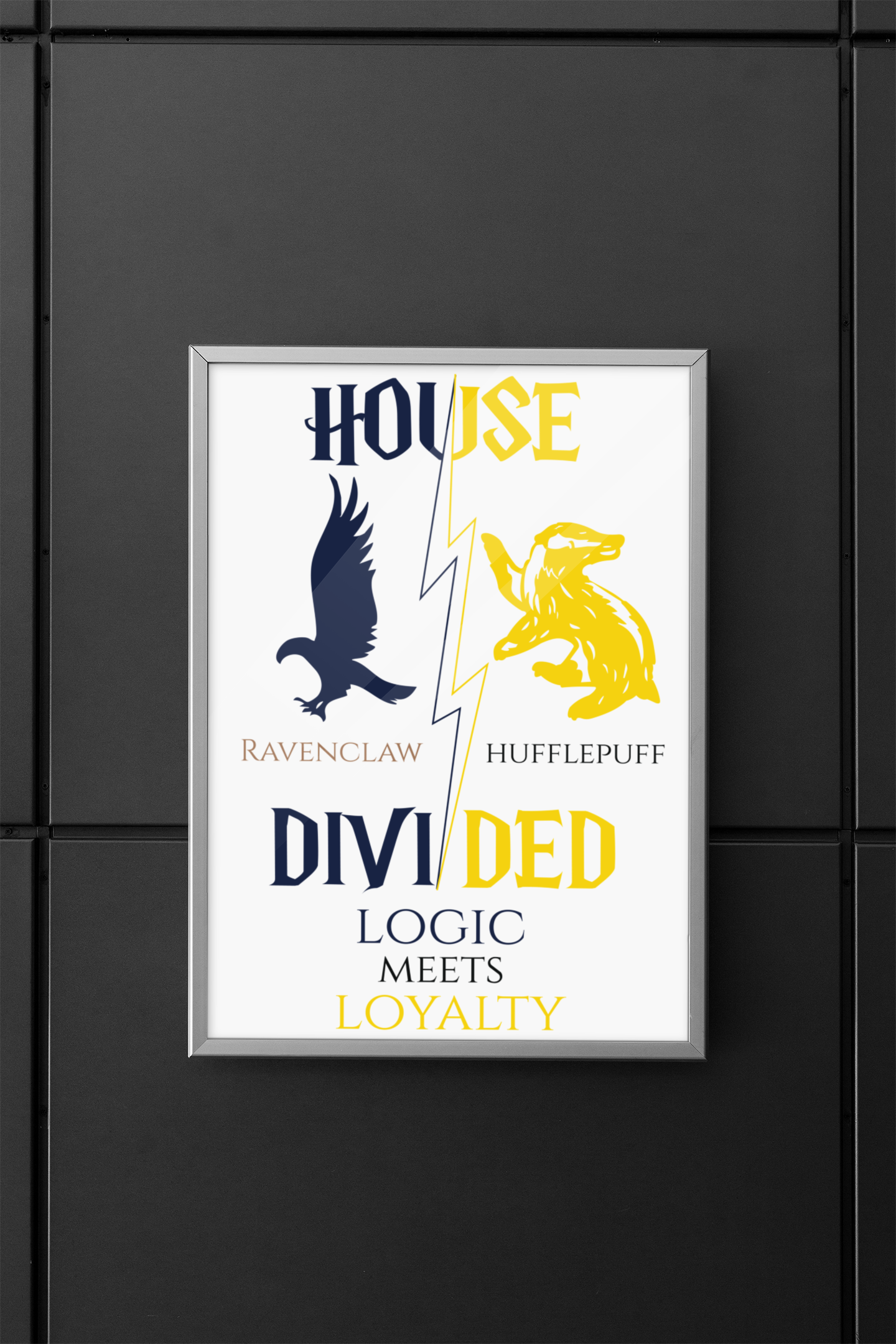 House Divided Poster – Ravenclaw x Hufflepuff | Magical House Wall Art