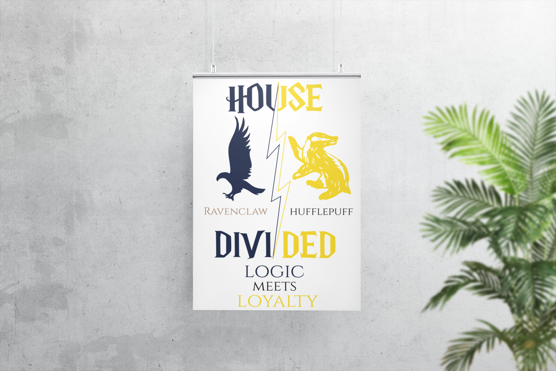 House Divided Poster – Ravenclaw x Hufflepuff | Magical House Wall Art