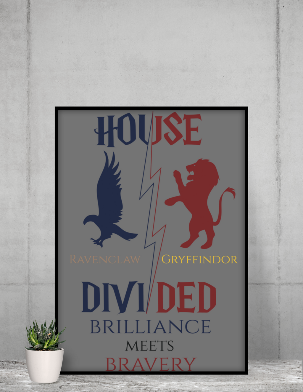 House Divided Poster – Ravenclaw x Gryffindor | Magical House Wall Art