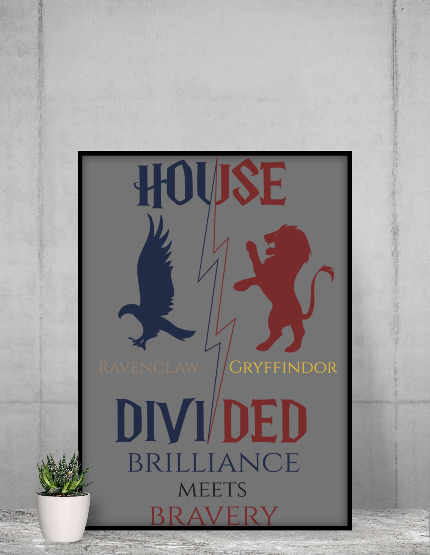 House Divided Poster – Ravenclaw x Gryffindor | Magical House Wall Art