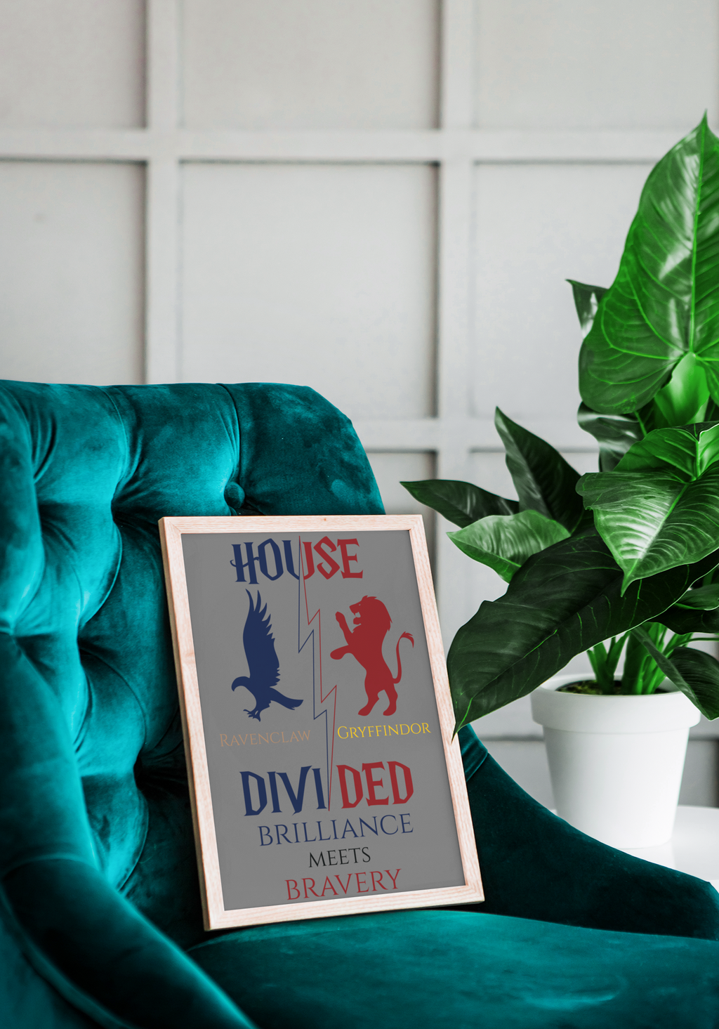 House Divided Poster – Ravenclaw x Gryffindor | Magical House Wall Art