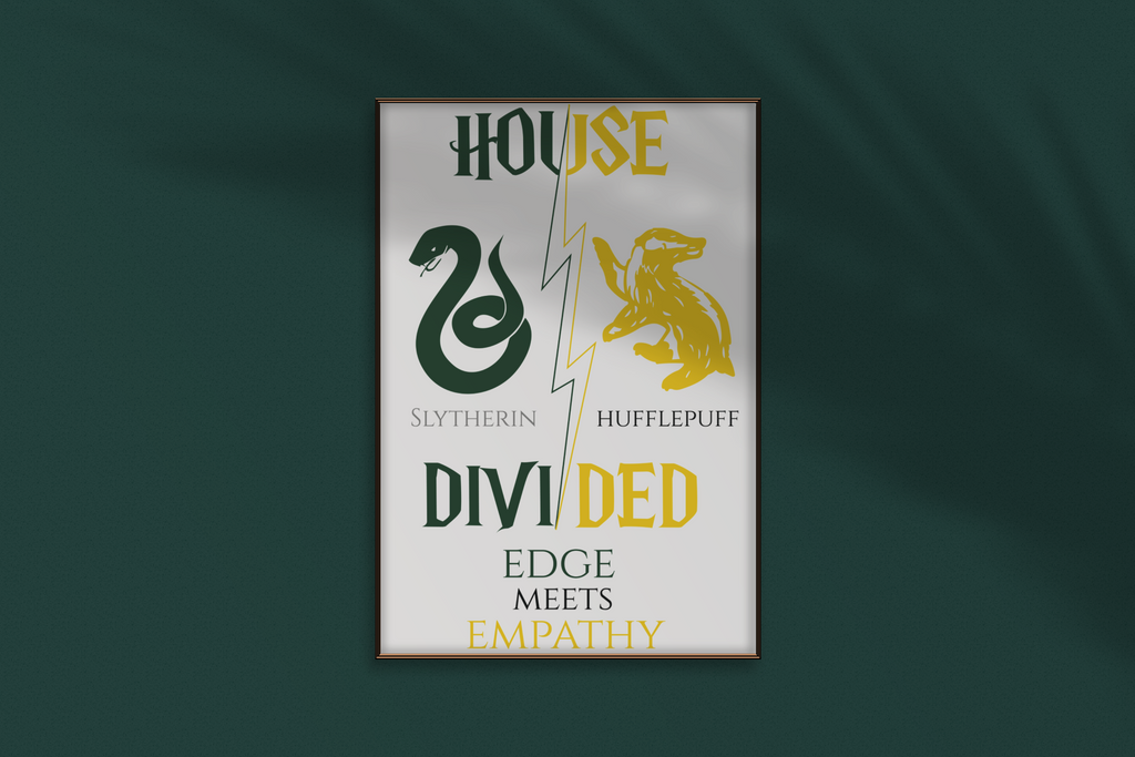 House Divided Poster – Slytherin x Hufflepuff | Magical House Wall Art