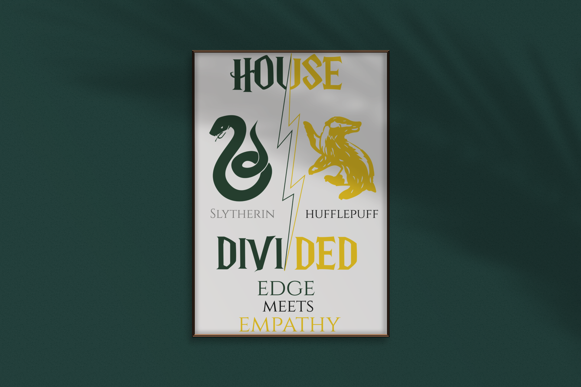 House Divided Poster – Slytherin x Hufflepuff | Magical House Wall Art