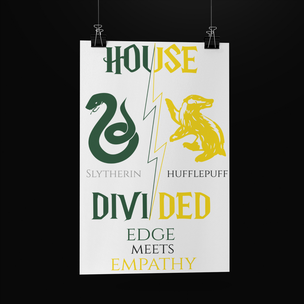House Divided Poster – Slytherin x Hufflepuff | Magical House Wall Art