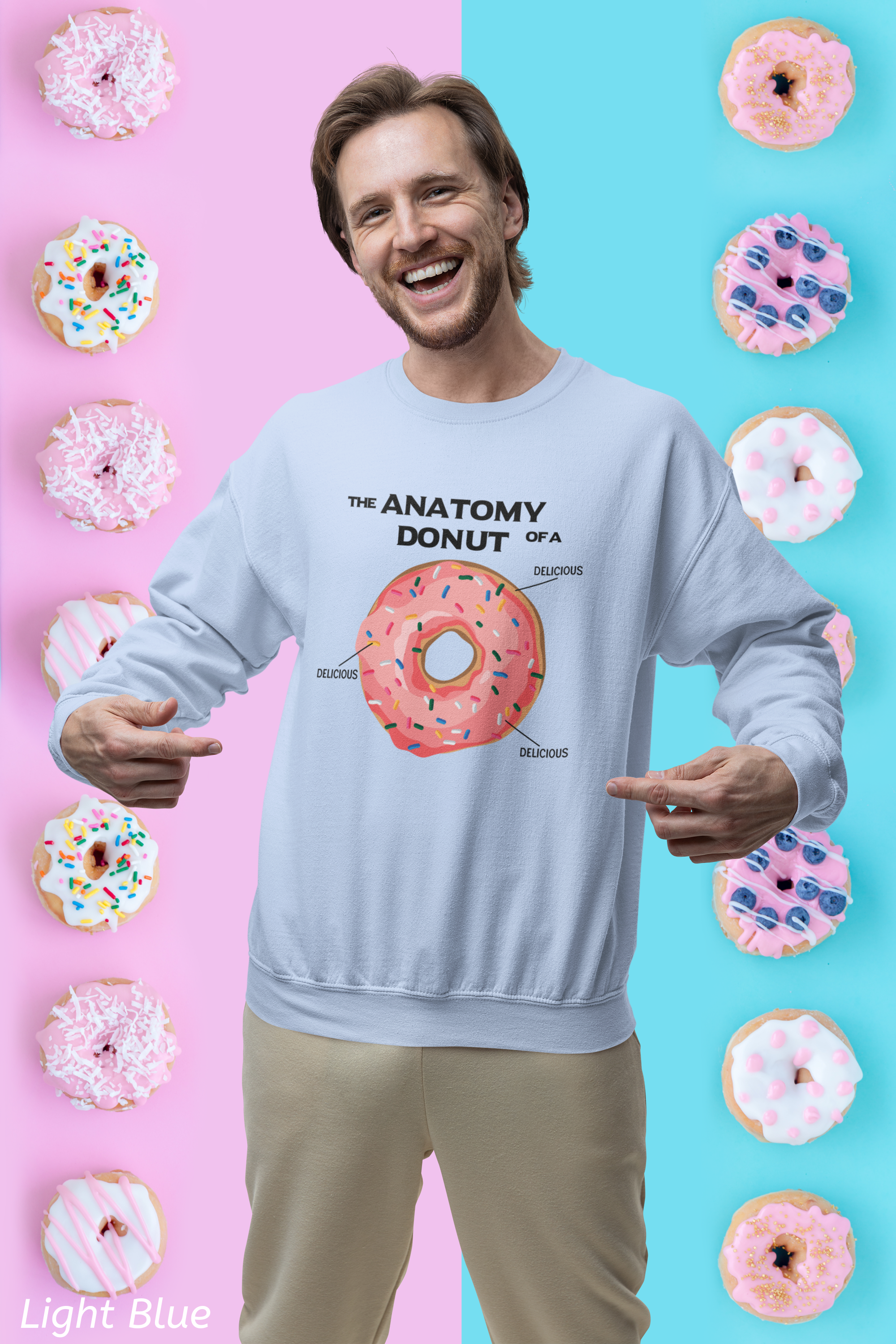 Anatomy of a Donut Crewneck Sweatshirt – Funny Foodie Comfort Sweatshirt