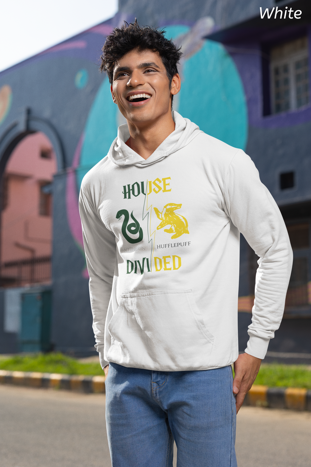 House Divided Hoodie – Slytherin x Hufflepuff | Magical Rivalry Sweatshirt