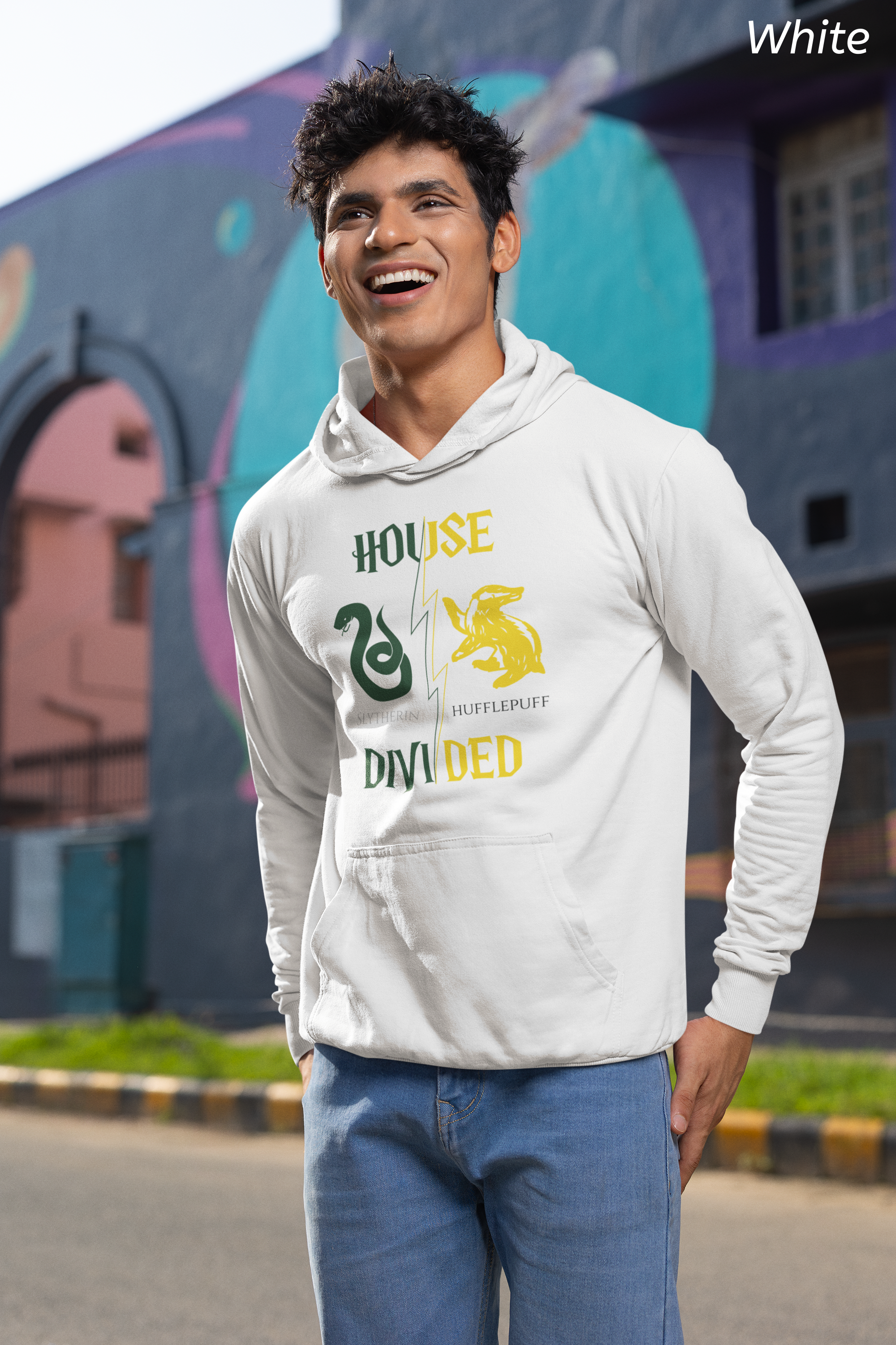 House Divided Hoodie – Slytherin x Hufflepuff | Magical Rivalry Sweatshirt