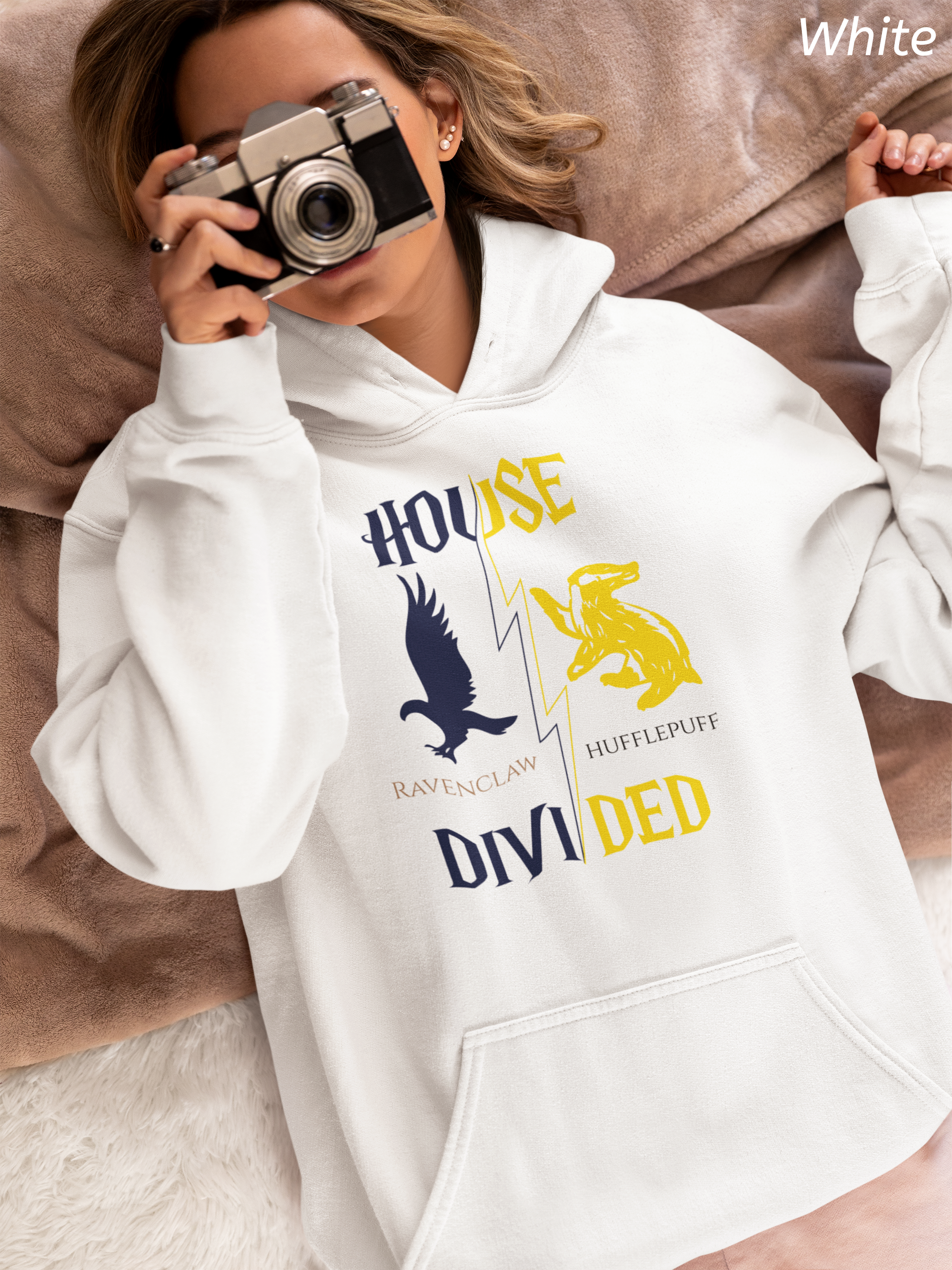 House Divided Hoodie – Ravenclaw x Hufflepuff | Magical Rivalry Sweatshirt