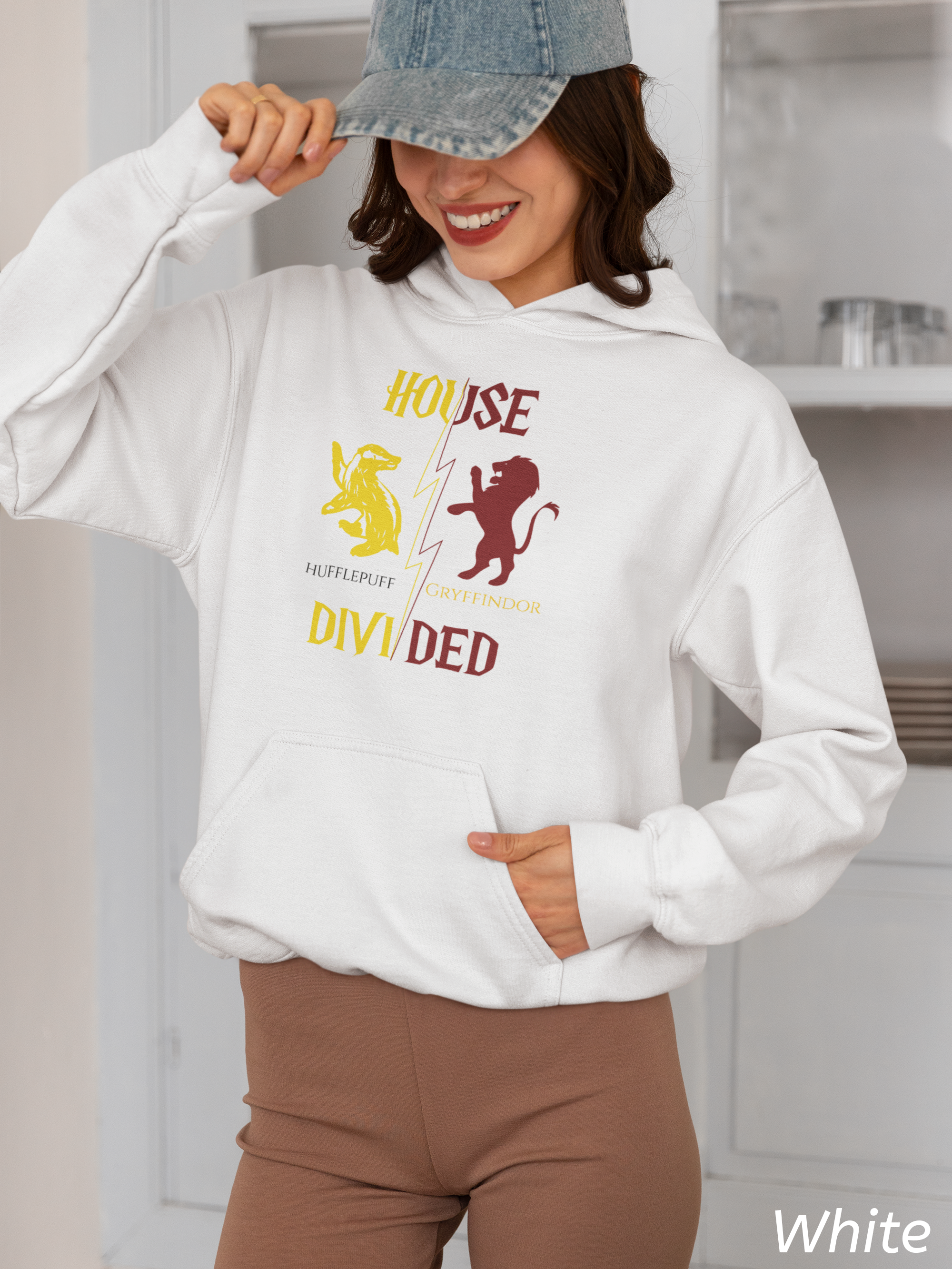 House Divided Hoodie – Hufflepuff x Gryffindor | Magical Rivalry Sweatshirt