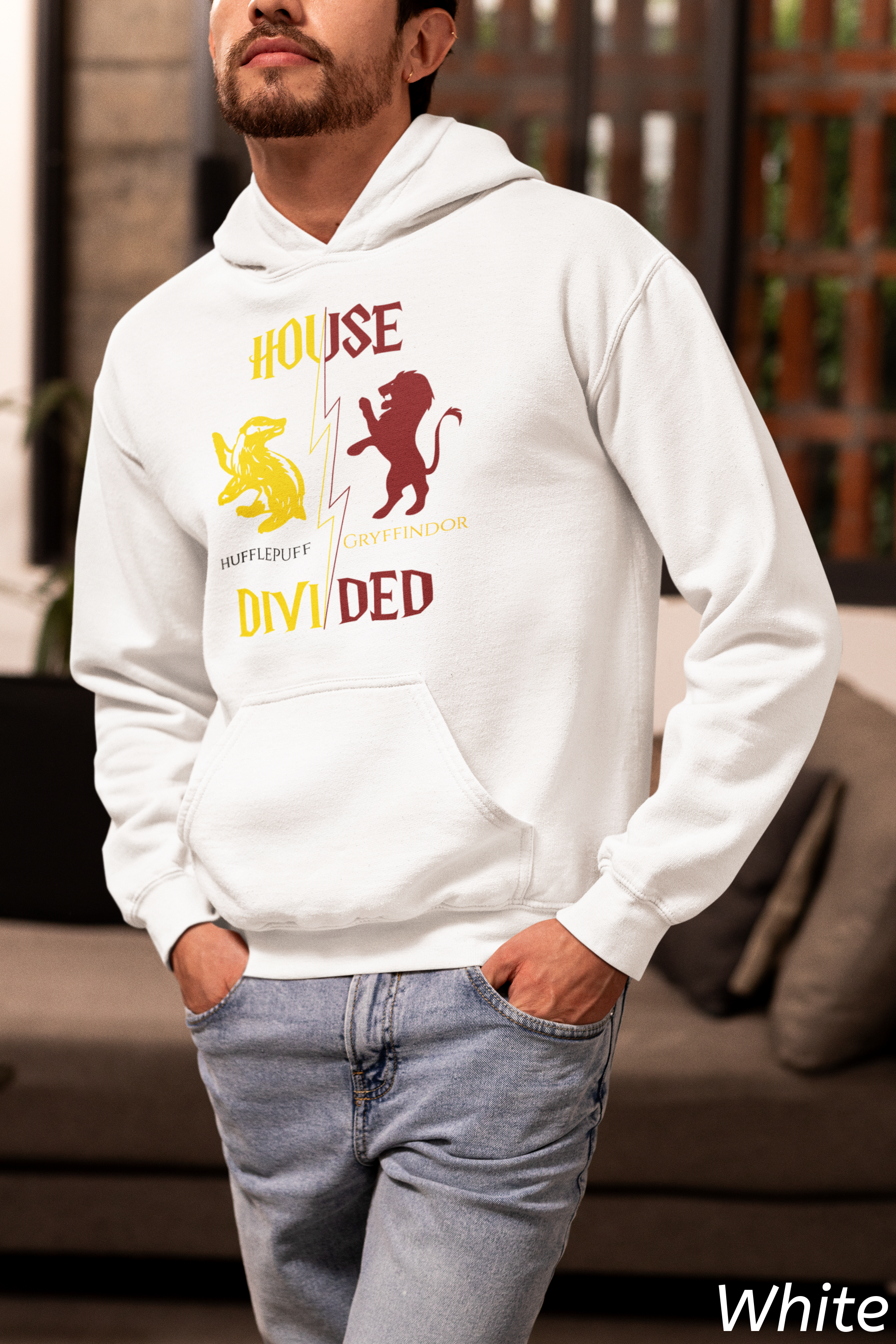 House Divided Hoodie – Hufflepuff x Gryffindor | Magical Rivalry Sweatshirt