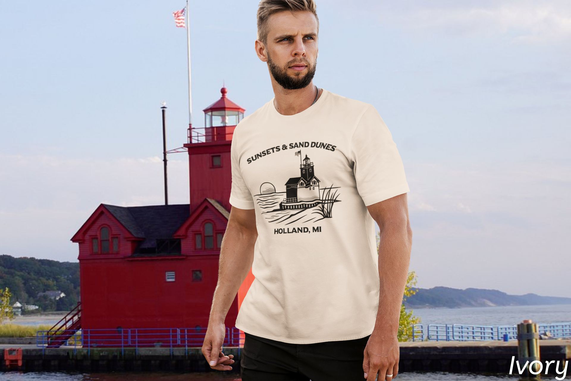 Sunsets & Sand Dunes Shirt | Holland Michigan Big Red Lighthouse Tee