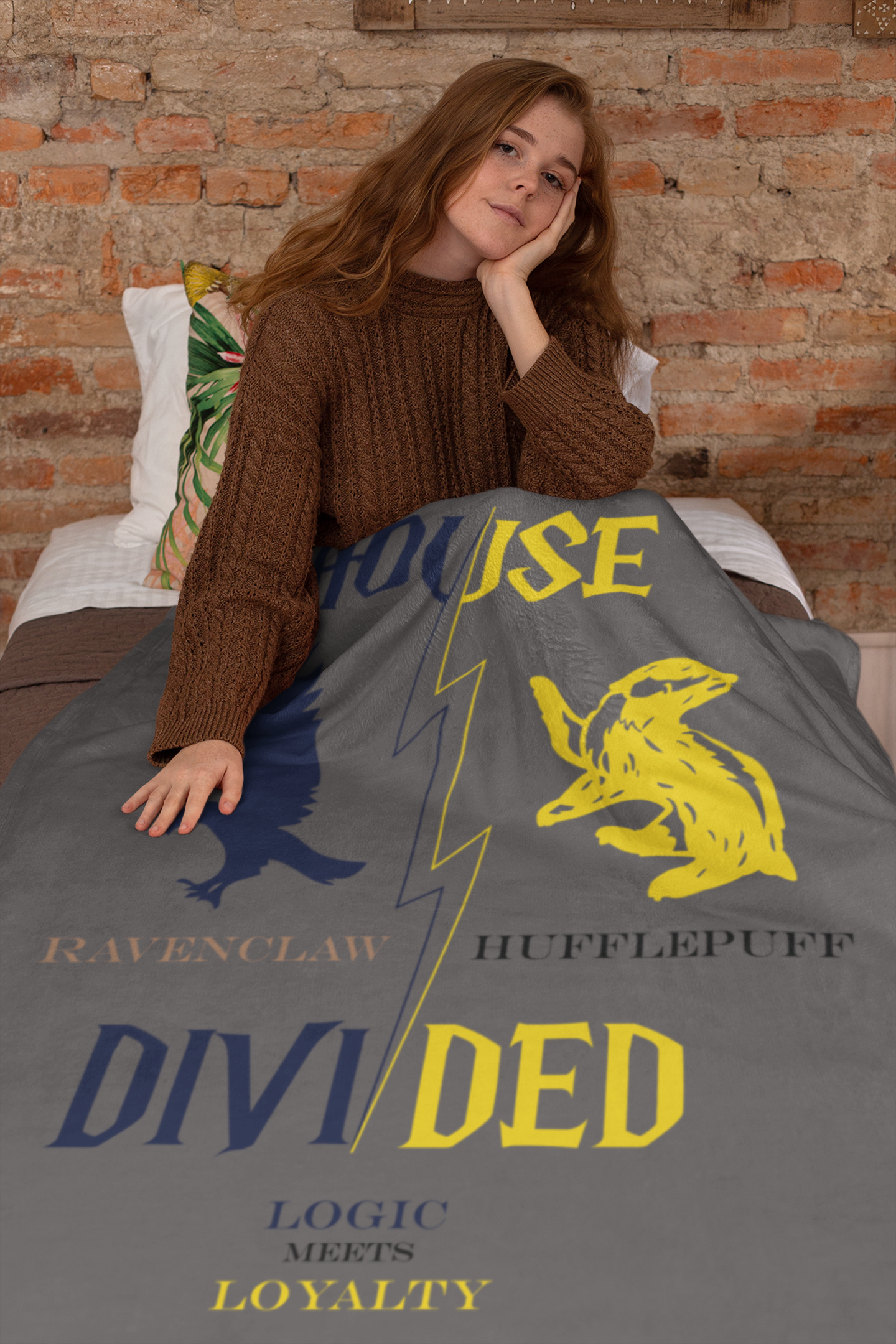 Ravenclaw Hufflepuff House Divided Blanket | Logic Meets Loyalty Throw