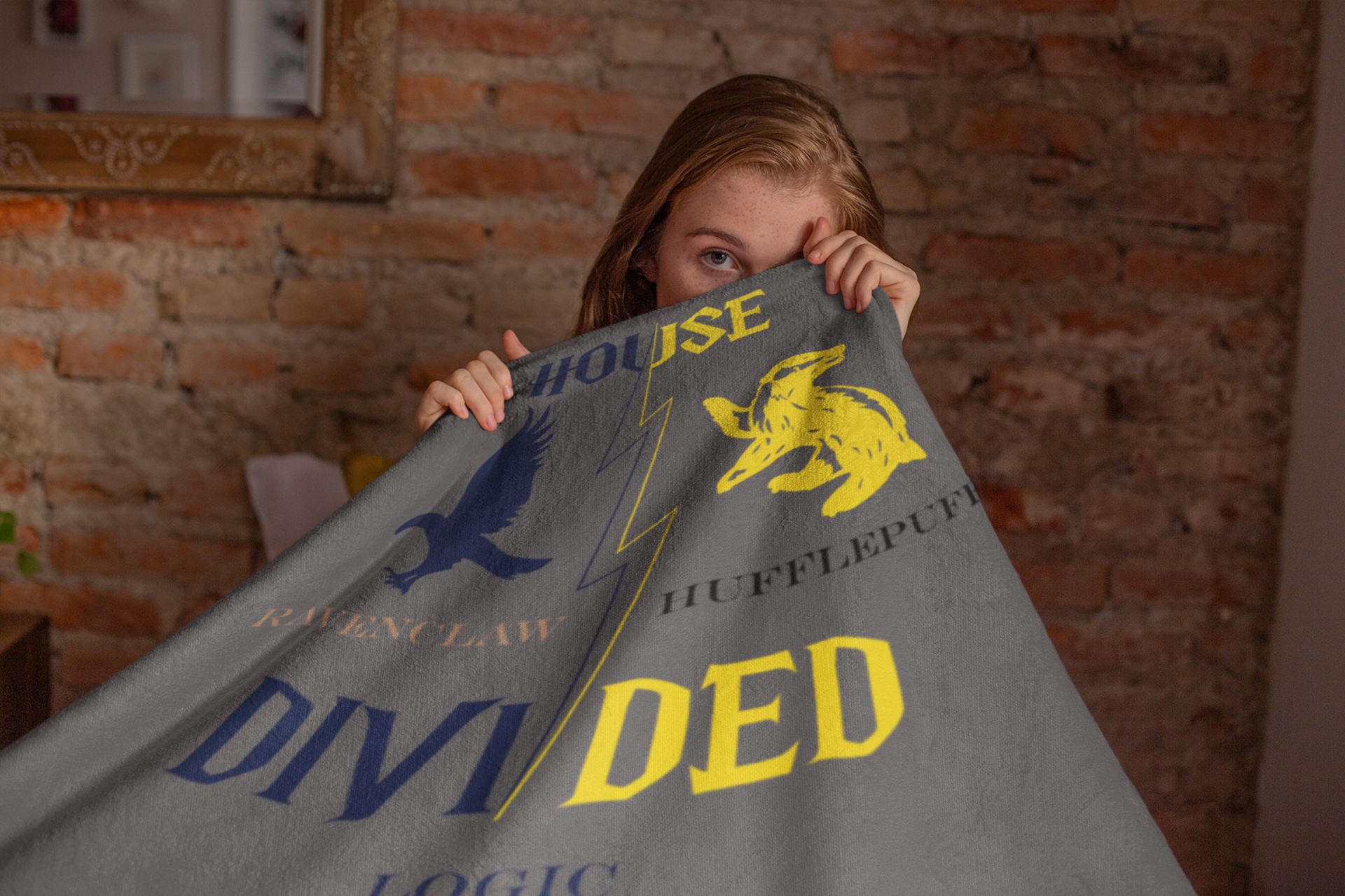 Ravenclaw Hufflepuff House Divided Blanket | Logic Meets Loyalty Throw