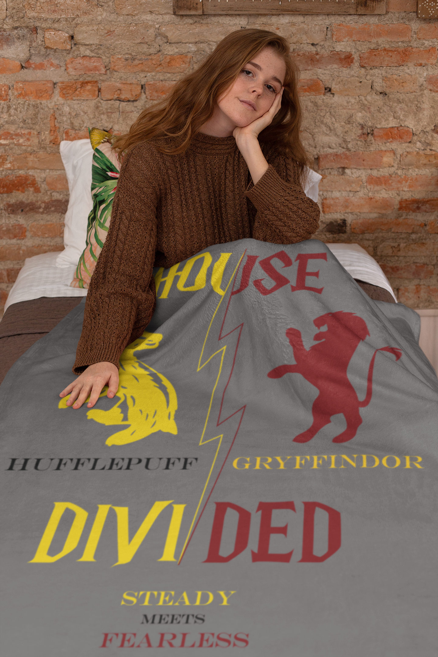 Hufflepuff Gryffindor House Divided Blanket | Steady Meets Fearless Throw