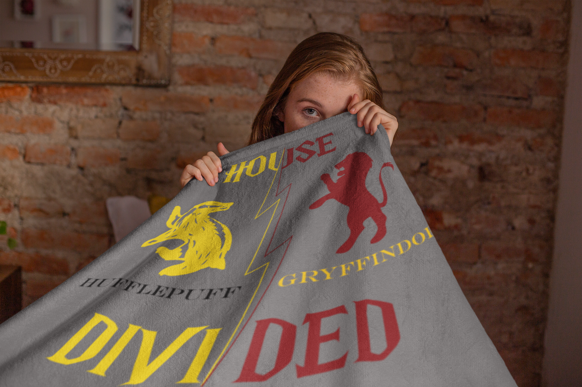 Hufflepuff Gryffindor House Divided Blanket | Steady Meets Fearless Throw