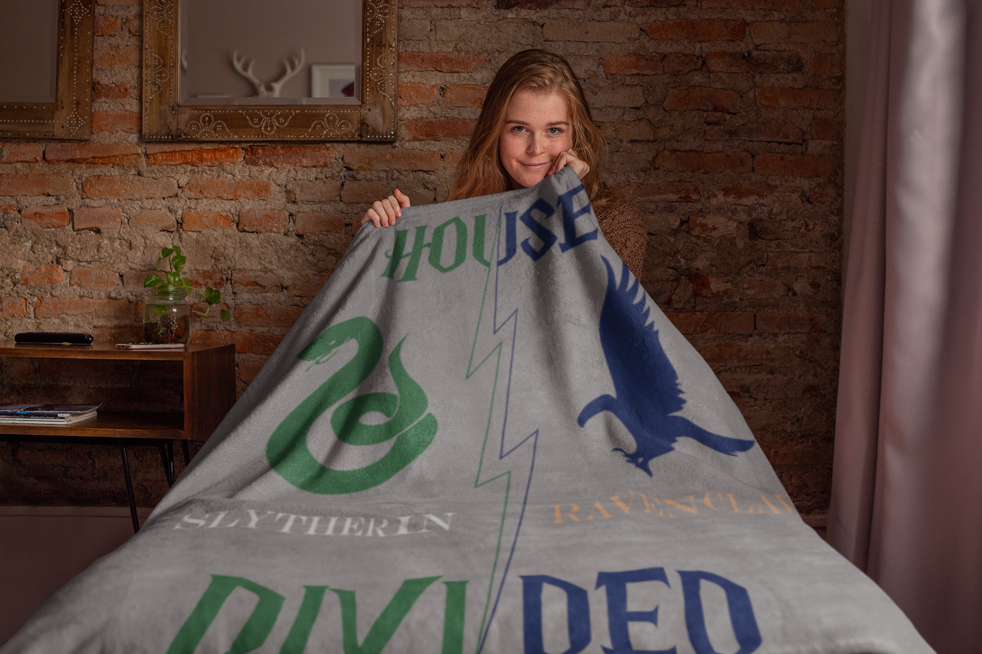 Ravenclaw Slytherin House Divided Blanket | Cunning Meets Creativity Throw