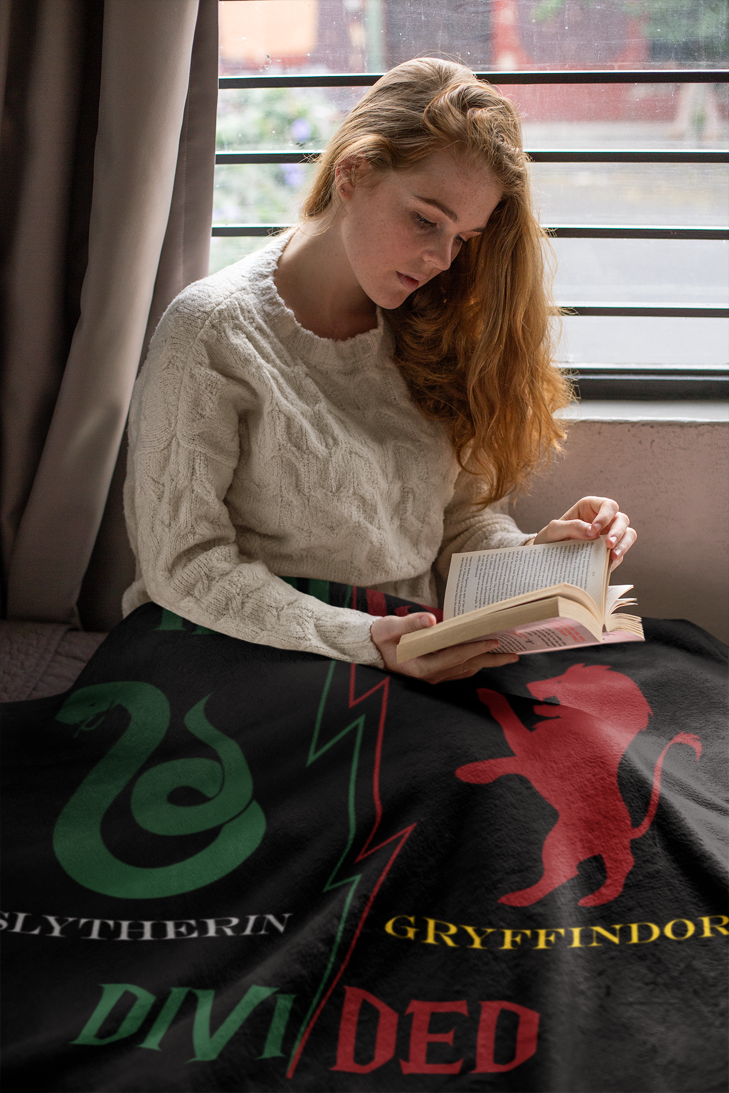 Slytherin Gryffindor House Divided Blanket | Ambition Meets Bravery Throw