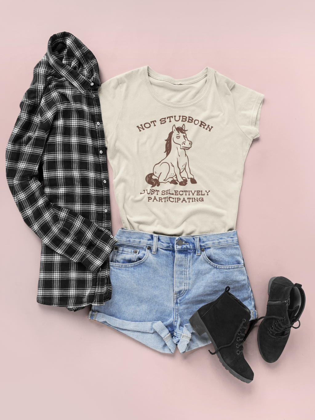 Not Stubborn Just Selectively Participating Shirt | Funny Horse Tee | Meltdown Menagerie Collection