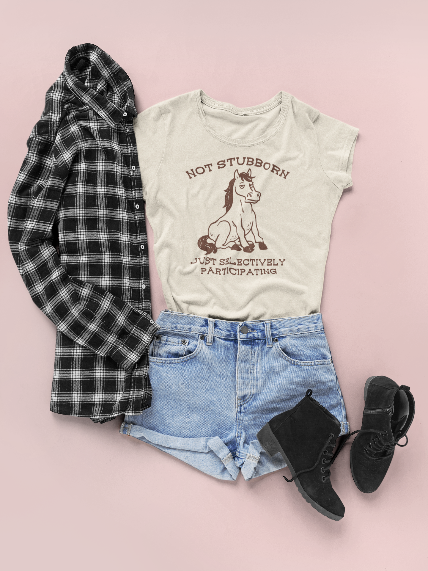 Not Stubborn Just Selectively Participating Shirt | Funny Horse Tee | Meltdown Menagerie Collection