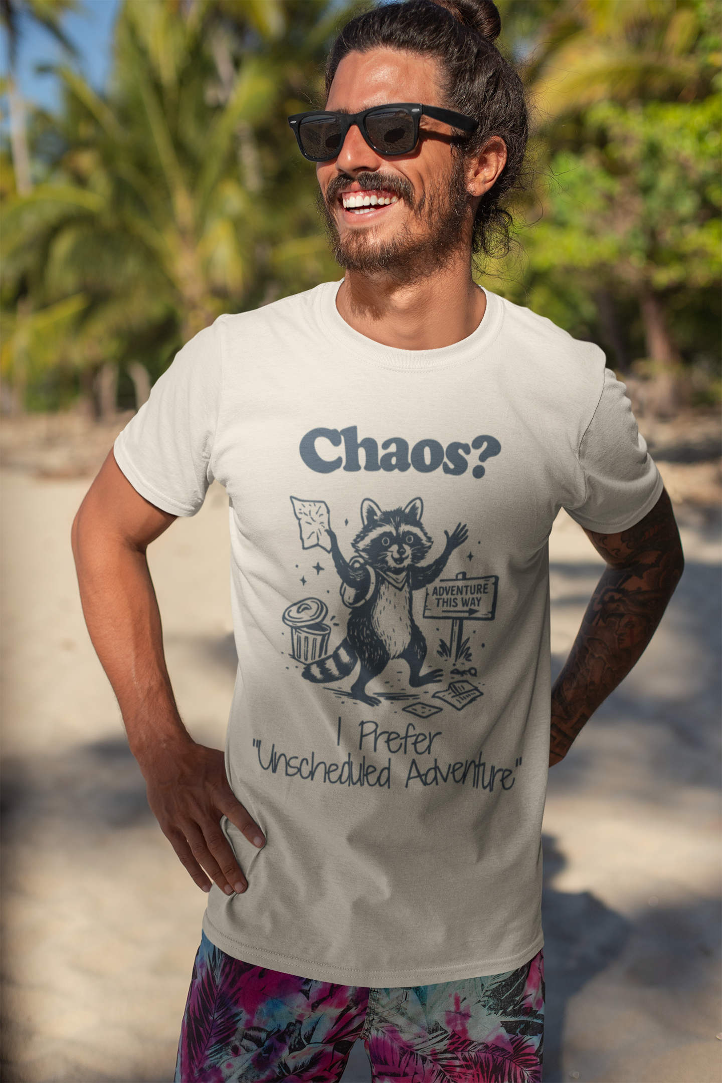 Chaos? I Prefer Unscheduled Adventure Shirt | Funny Raccoon Tee | Meltdown Menagerie Series