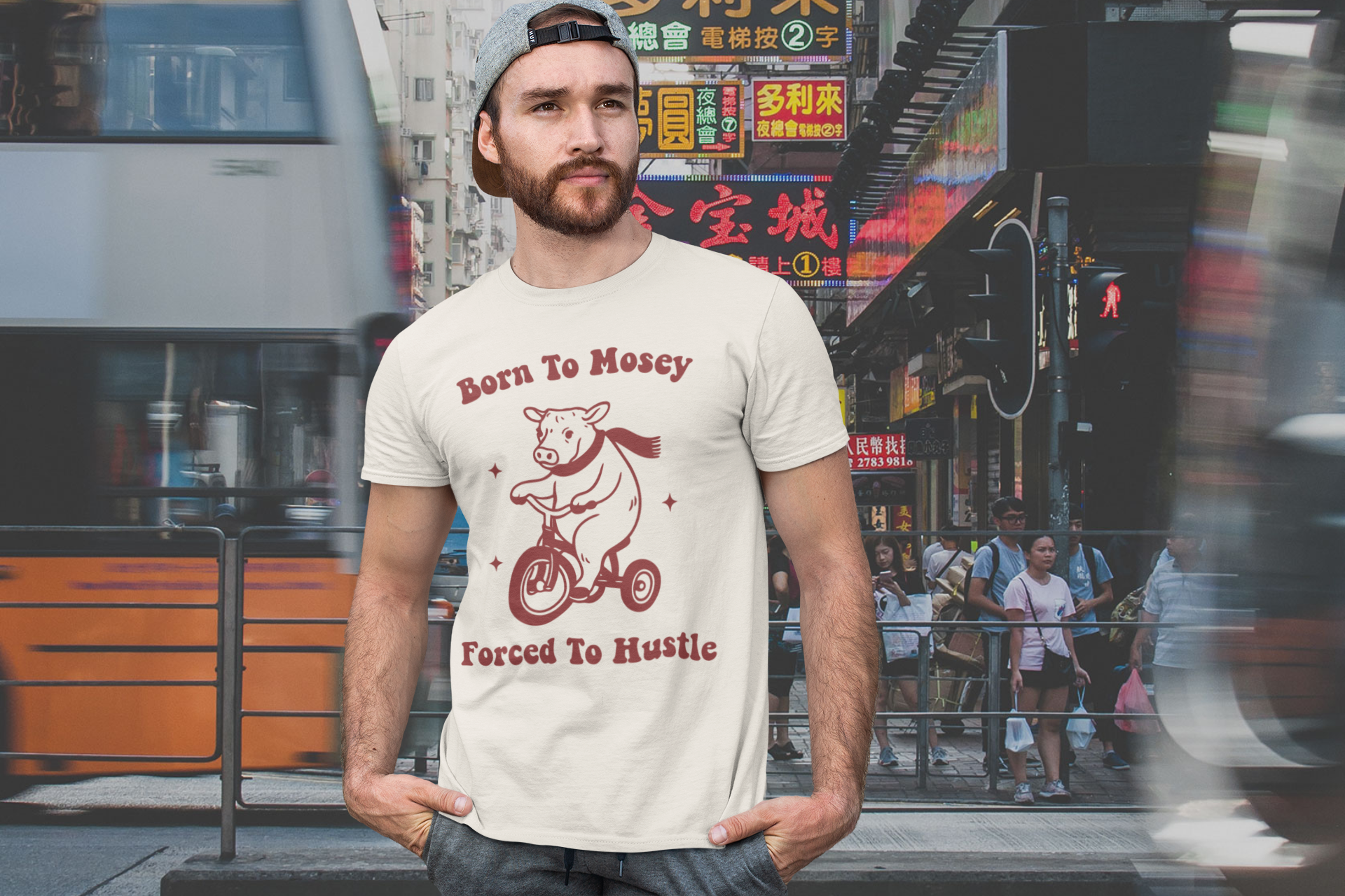 Born to Mosey Forced to Hustle Shirt | Funny Cow Tee | Meltdown Menagerie CollectionShirt