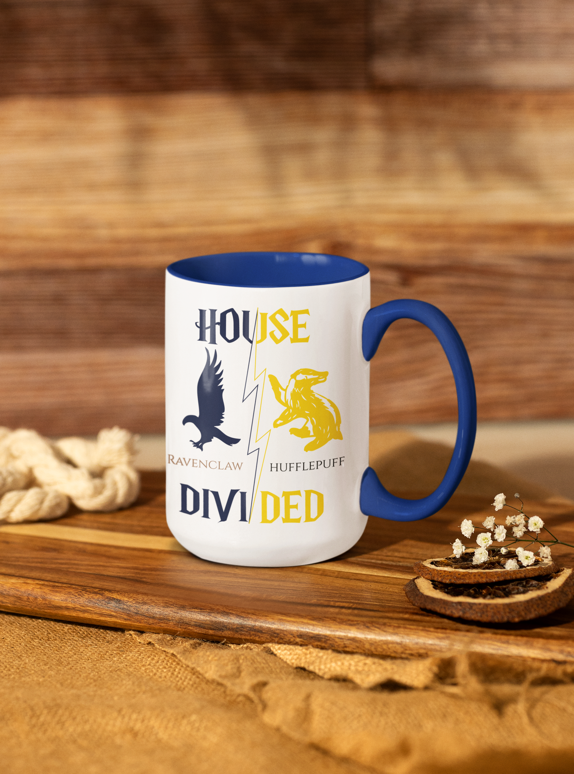 Ravenclaw Hufflepuff Mug | House Divided Cup | Wizarding Couple Gift