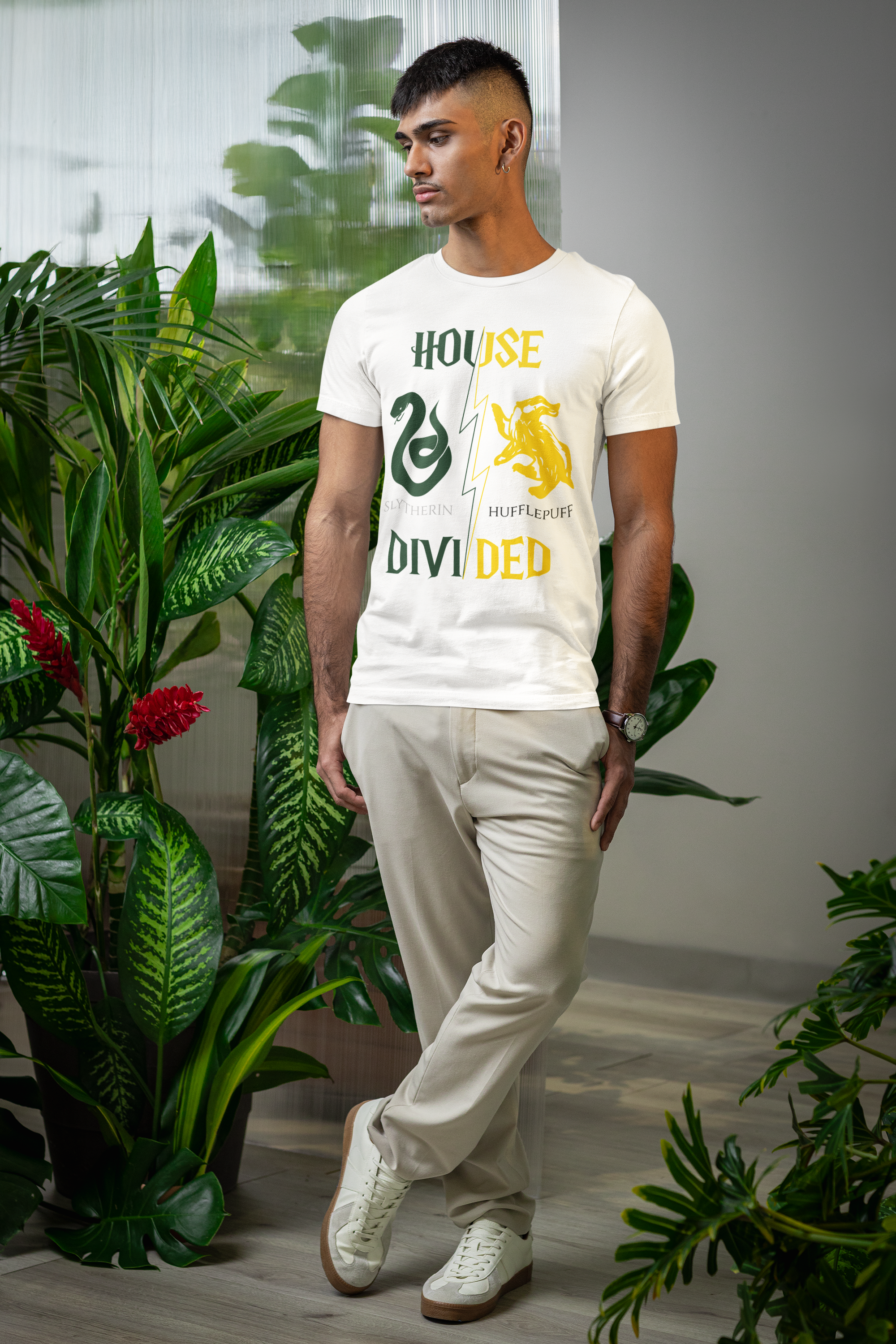 Slytherin Hufflepuff Shirt | House Divided Tee | Wizarding Couple Gift