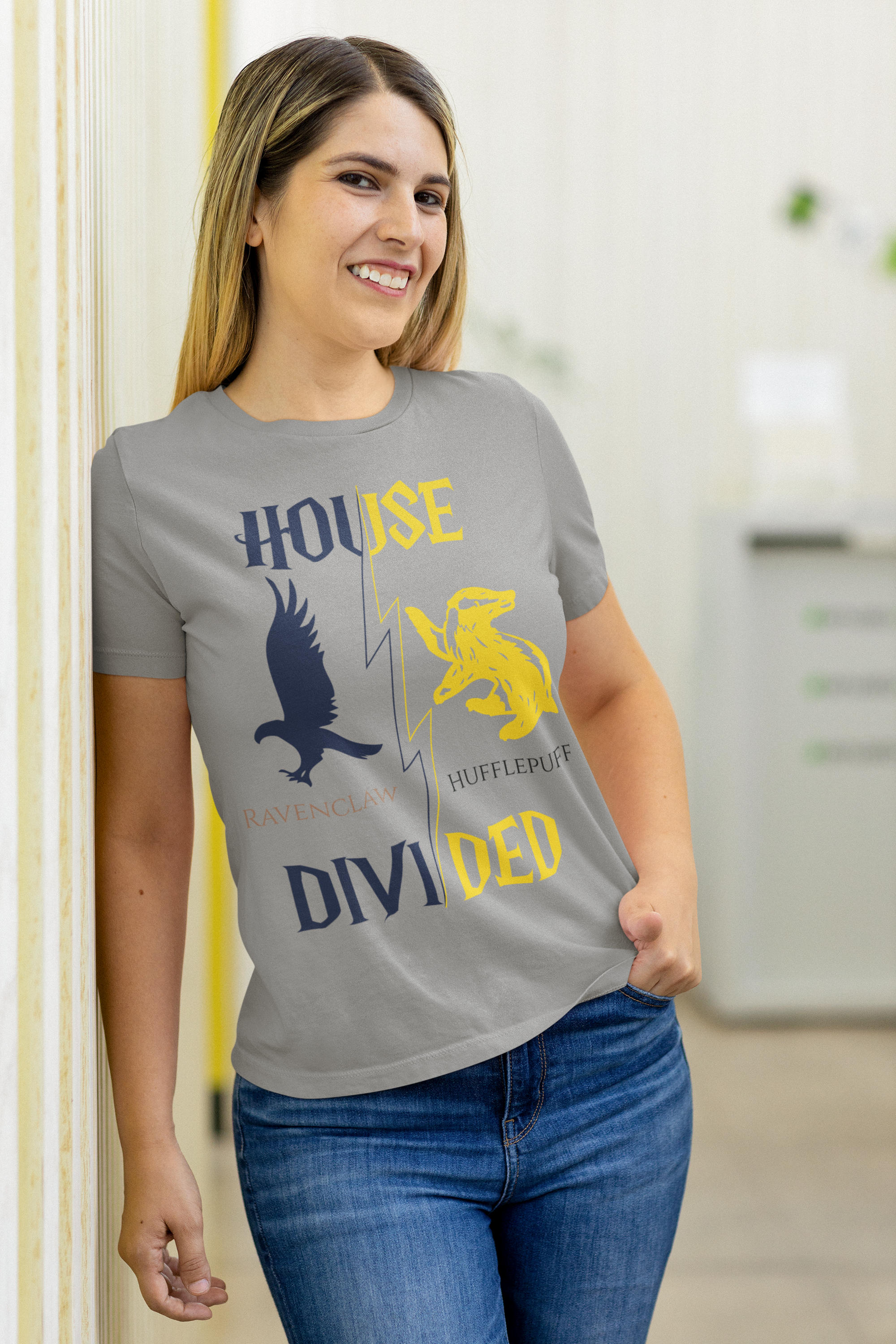 Ravenclaw Hufflepuff Shirt | House Divided Tee | Wizarding Couple Gift