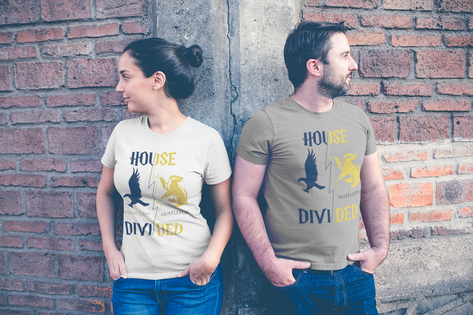 Ravenclaw Hufflepuff Shirt | House Divided Tee | Wizarding Couple Gift