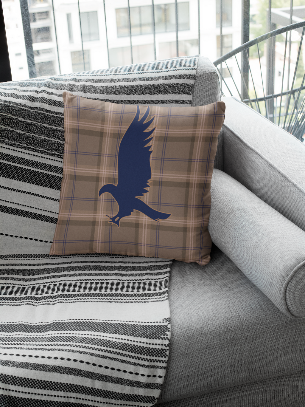 Ravenclaw Plaid Eagle Pillow- Wisdom Never Wavers- Elegant Hogwarts House Decor