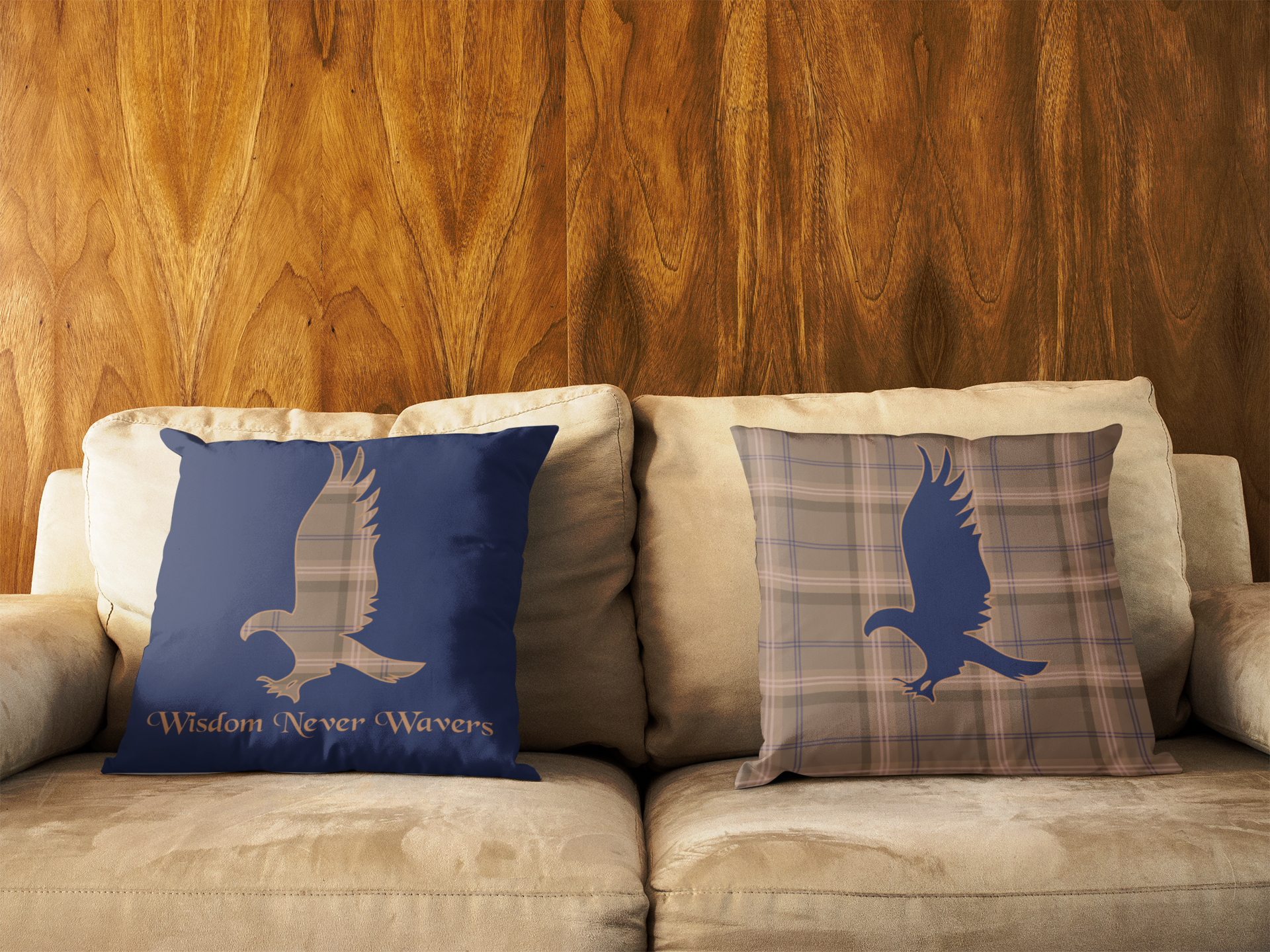 Ravenclaw Plaid Eagle Pillow- Wisdom Never Wavers- Elegant Hogwarts House Decor