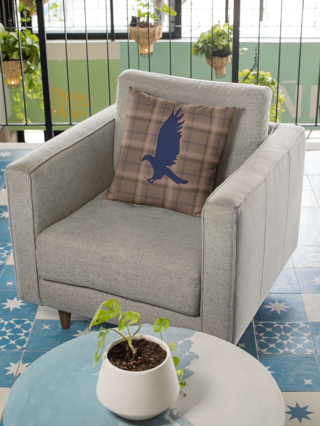 Ravenclaw Plaid Eagle Pillow- Wisdom Never Wavers- Elegant Hogwarts House Decor