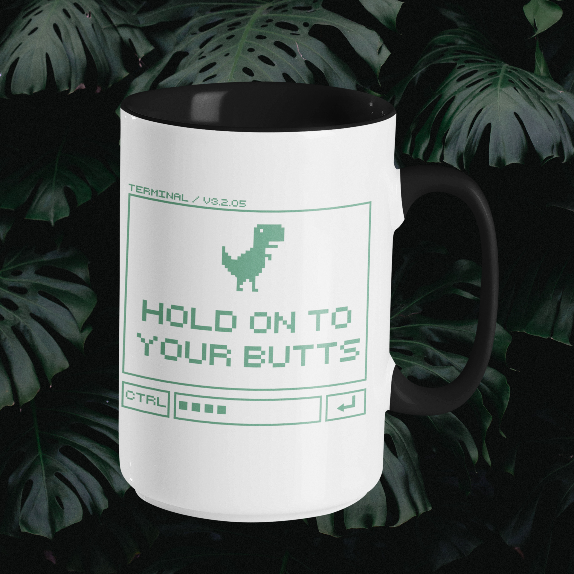 Hold On To Your Butts Pixel Dino Mug