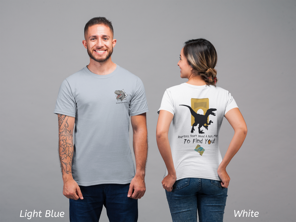 Raptor Park Day Shirt- Universal Inspired Dinosaur Tee, Double-Sided Jurassic Design