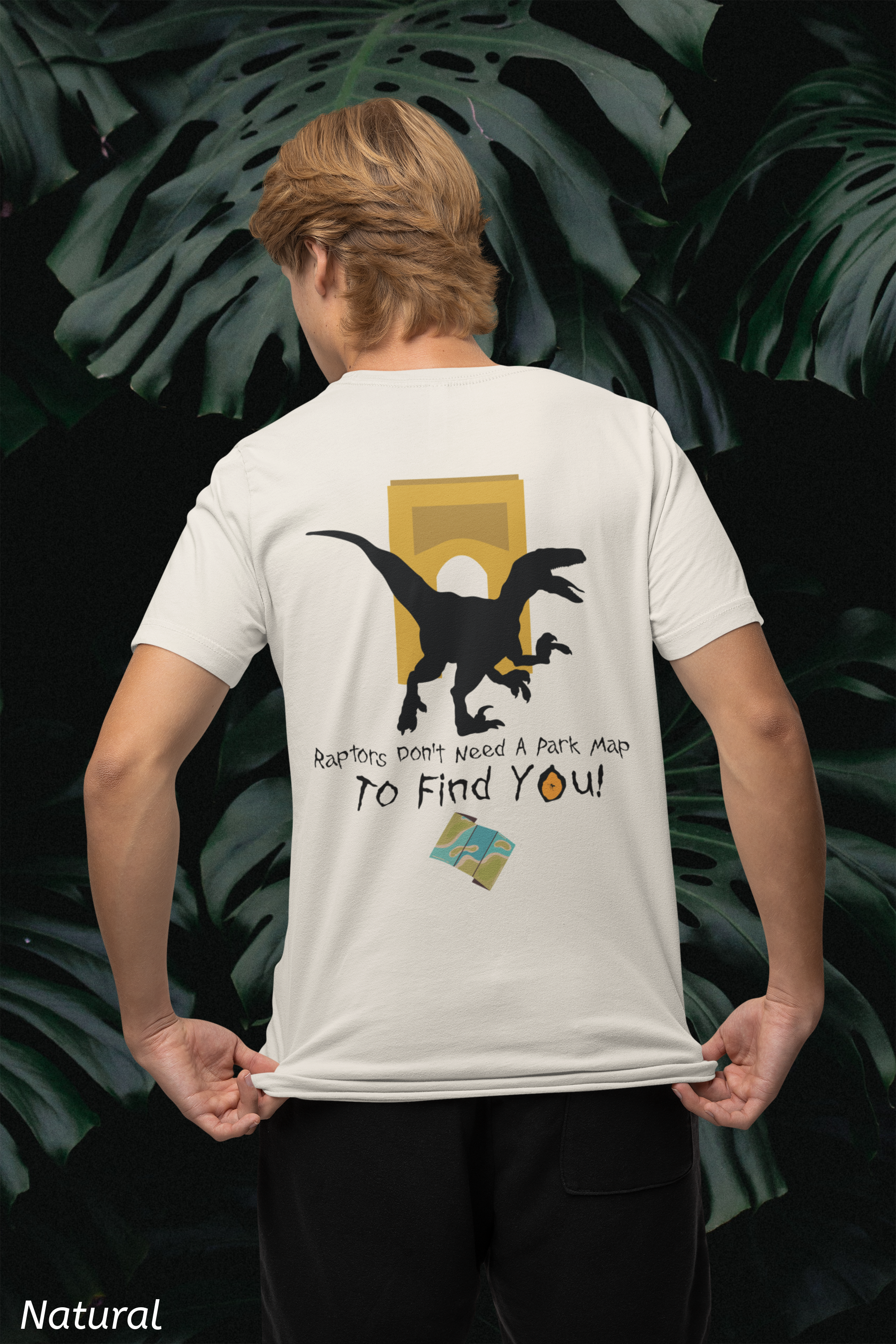 Raptor Park Day Shirt- Universal Inspired Dinosaur Tee, Double-Sided Jurassic Design