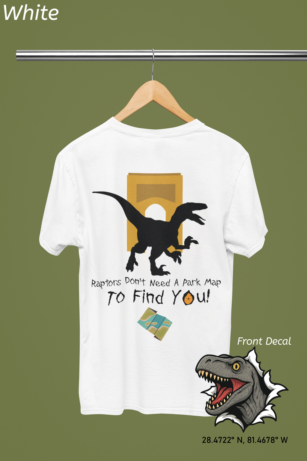 Raptor Park Day Shirt- Universal Inspired Dinosaur Tee, Double-Sided Jurassic Design