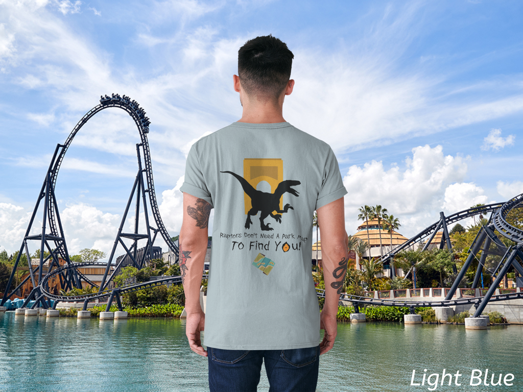 Raptor Park Day Shirt- Universal Inspired Dinosaur Tee, Double-Sided Jurassic Design