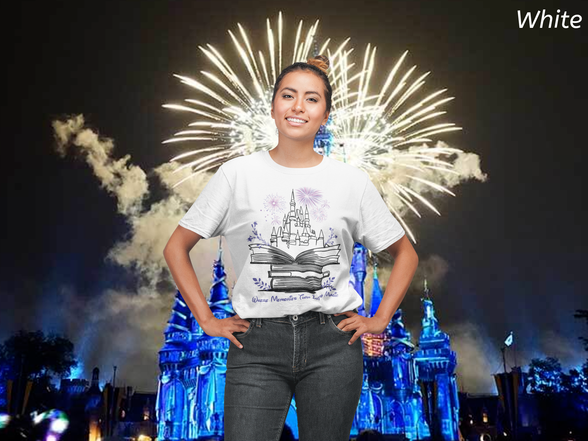 Where Memories Turn Into Magic Tee- Magical Vacation Castle Fireworks Shirt