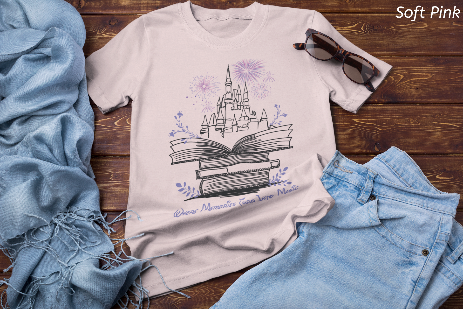 Where Memories Turn Into Magic Tee- Magical Vacation Castle Fireworks Shirt